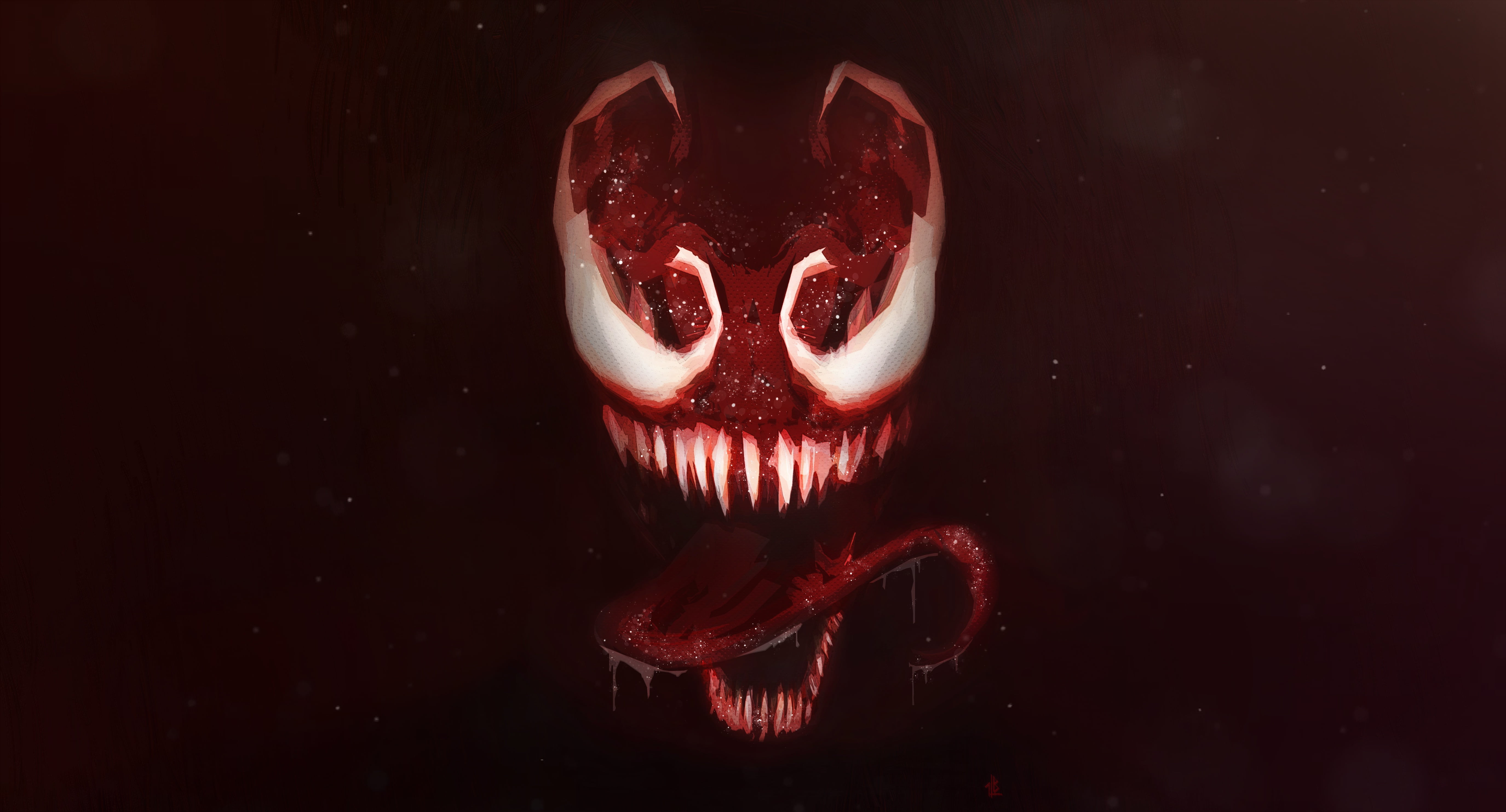 Venom graphic, artwork, tongue out, saliva trail, Spider-Man