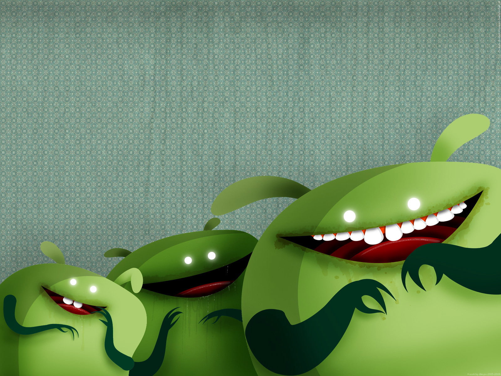 three green alien character digital wallpaper, laughter, Green men