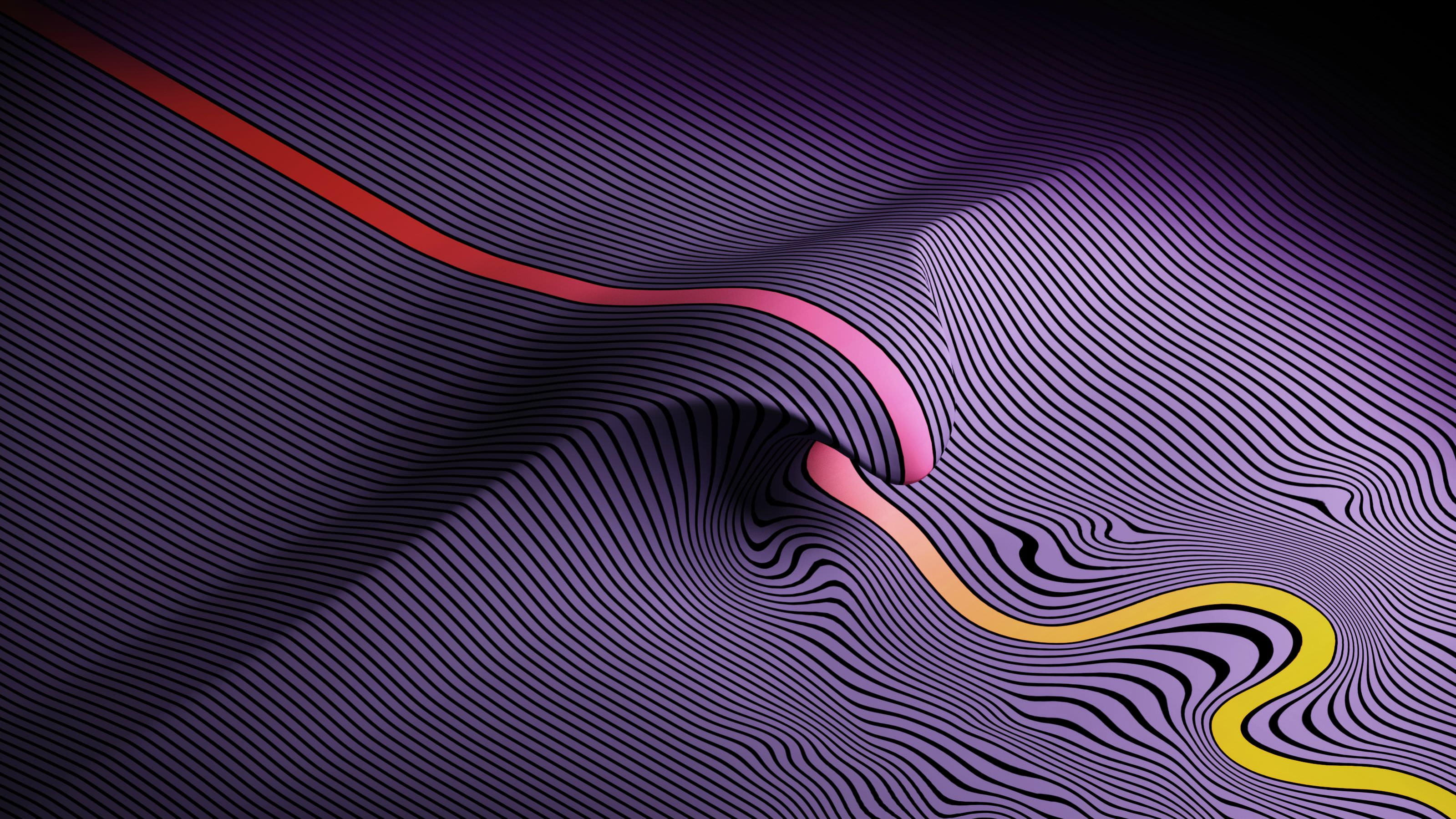 untitled, abstract, 3D, wavy lines, Tame Impala , multi colored