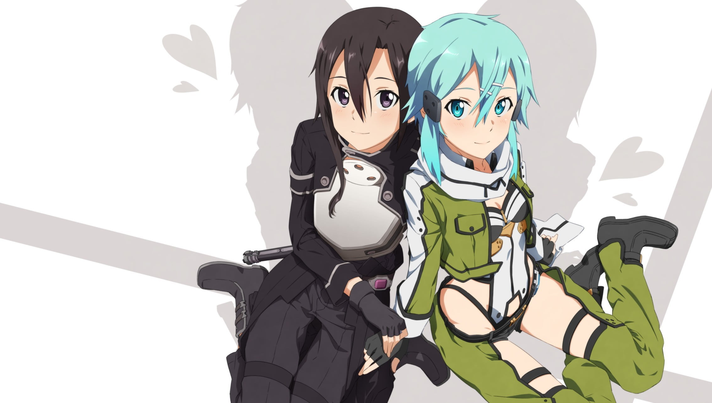 two female anime characters illustration, girl, sword, game, pretty