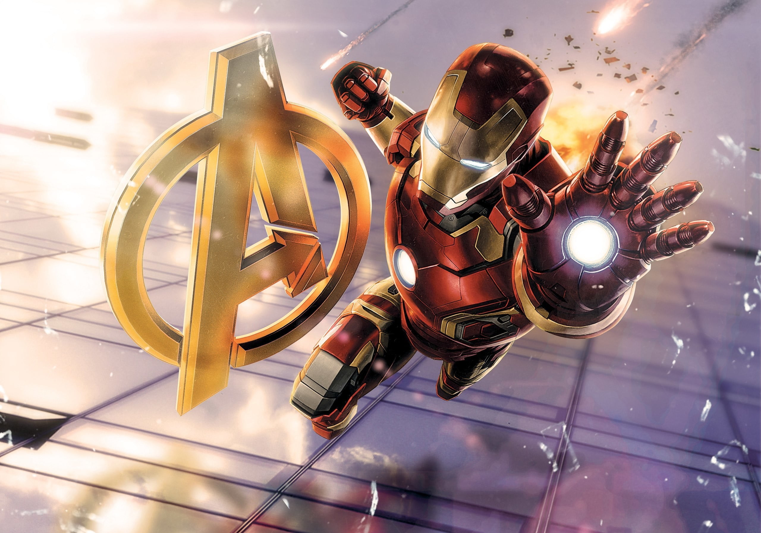 Iron Man wallpaper, broken glass, superhero, Avengers: Age of Ultron