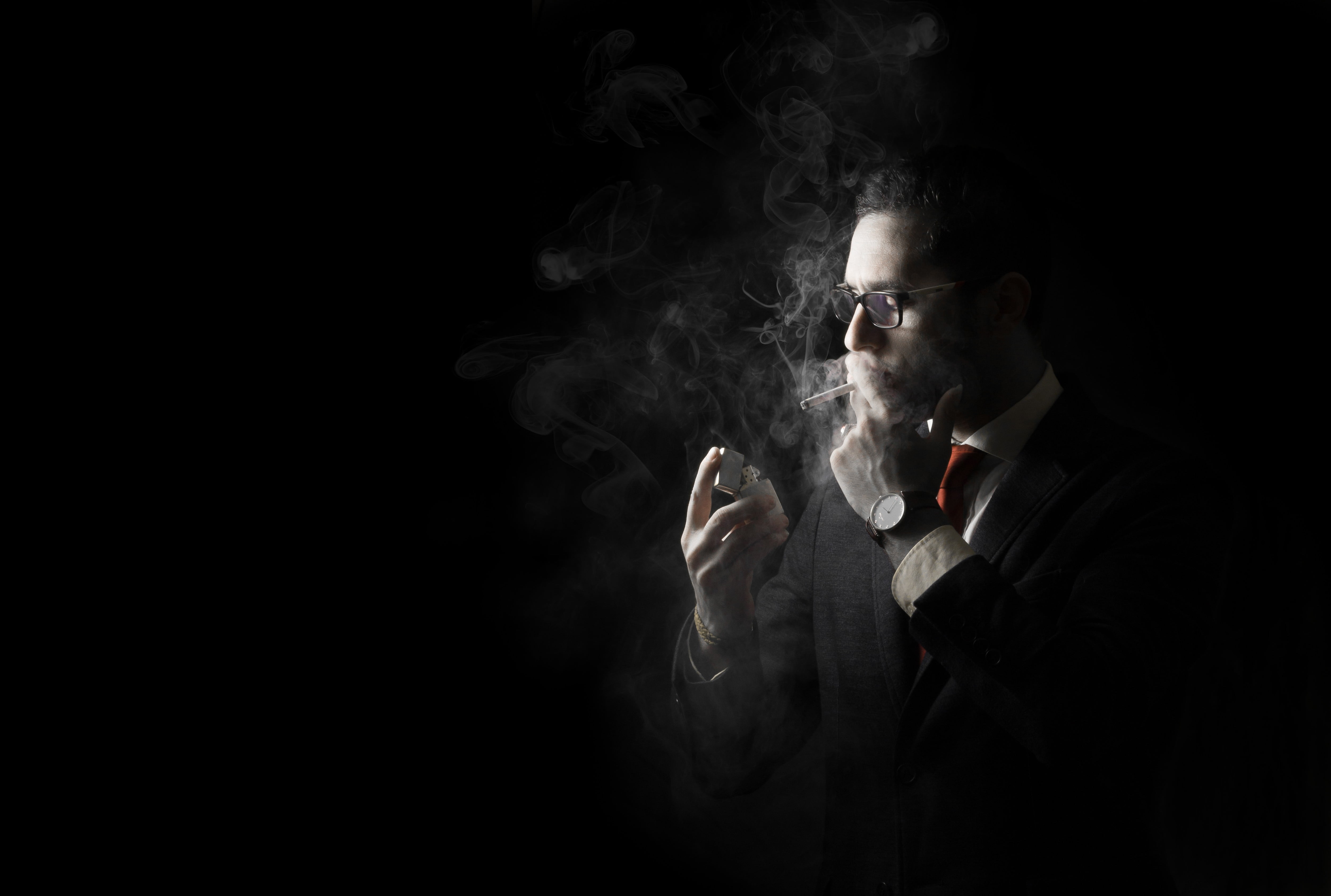 smoking man wallpaper, photography, men, smoke - physical structure