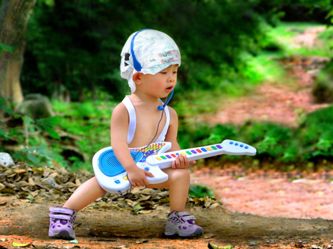 Baby Guitar, boy's white guitar controller, cute, child, childhood