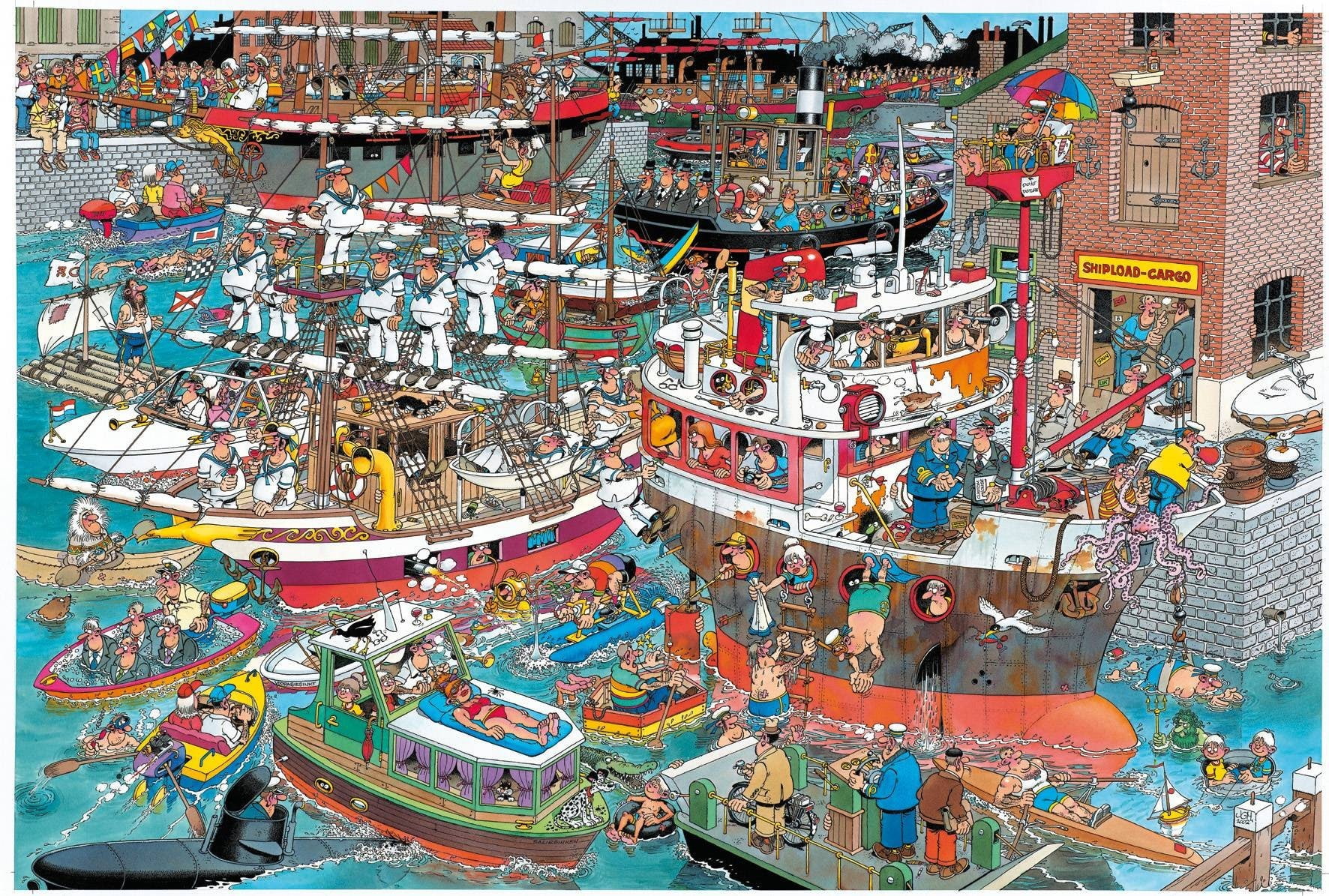 Mad Magazine, artwork, multi colored, no people, nautical vessel