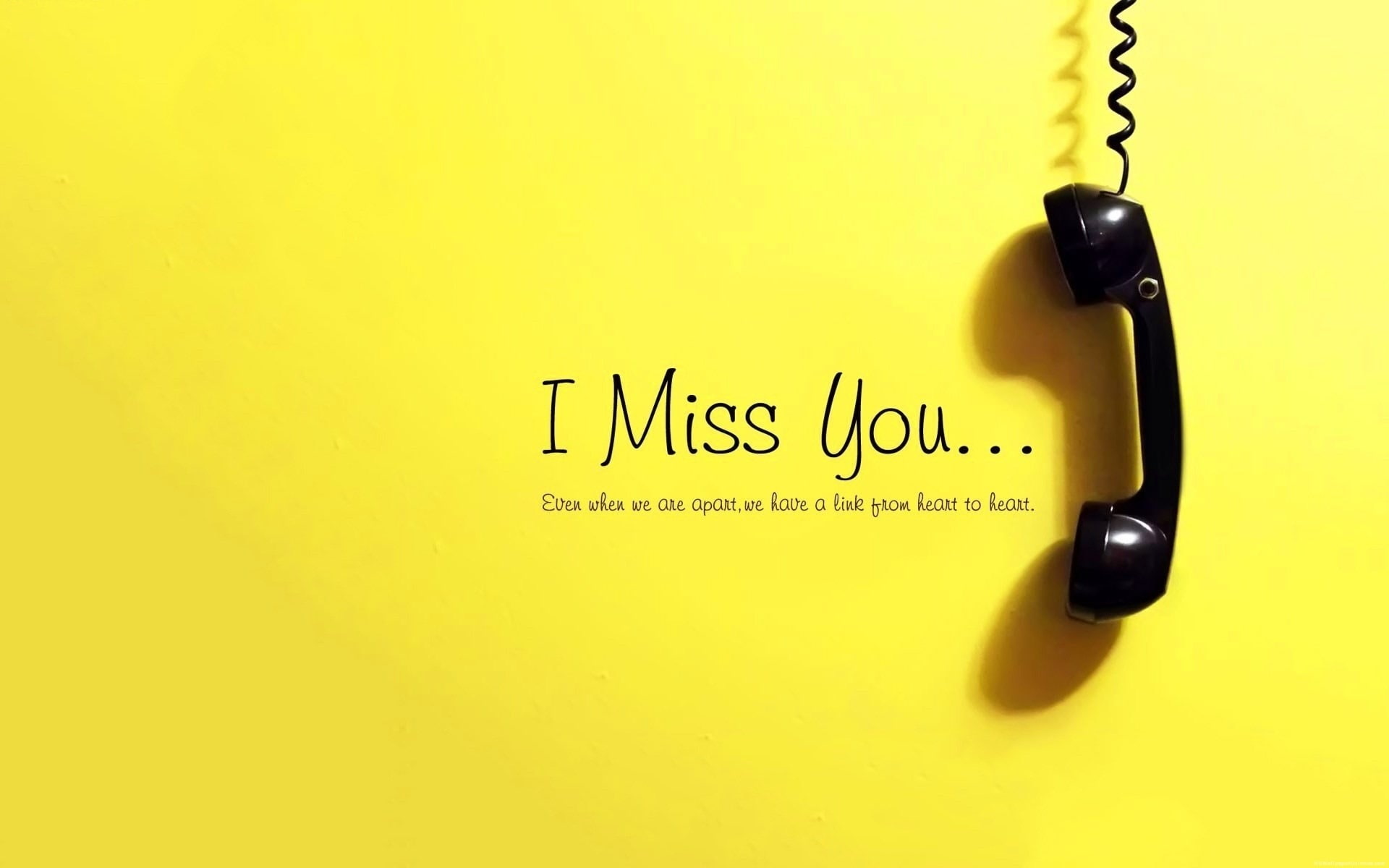 i miss you-high quality Wallpapers, black handset with i miss you text overlay