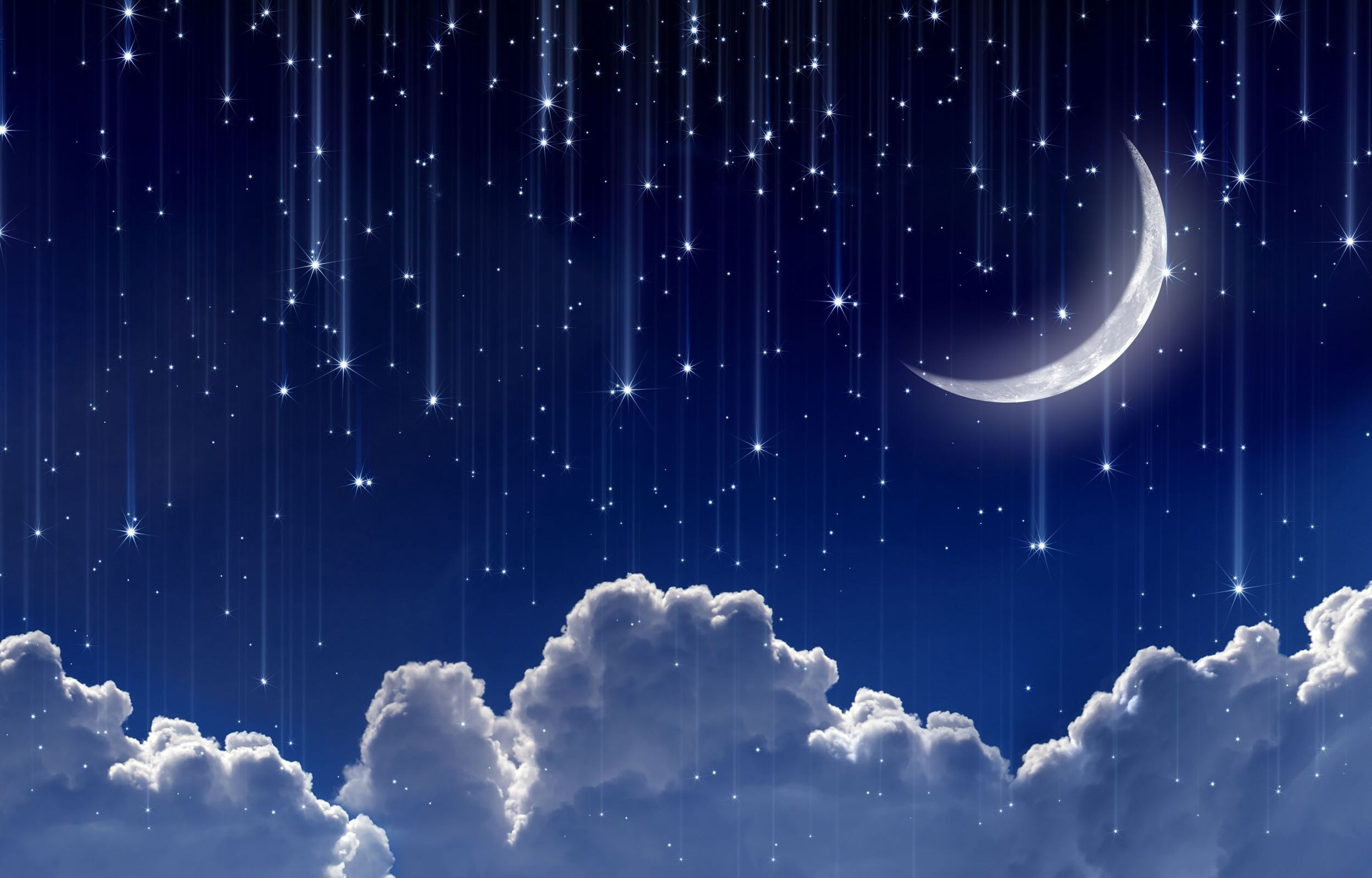 Dreamworks logo, the sky, space, stars, clouds, night, lights