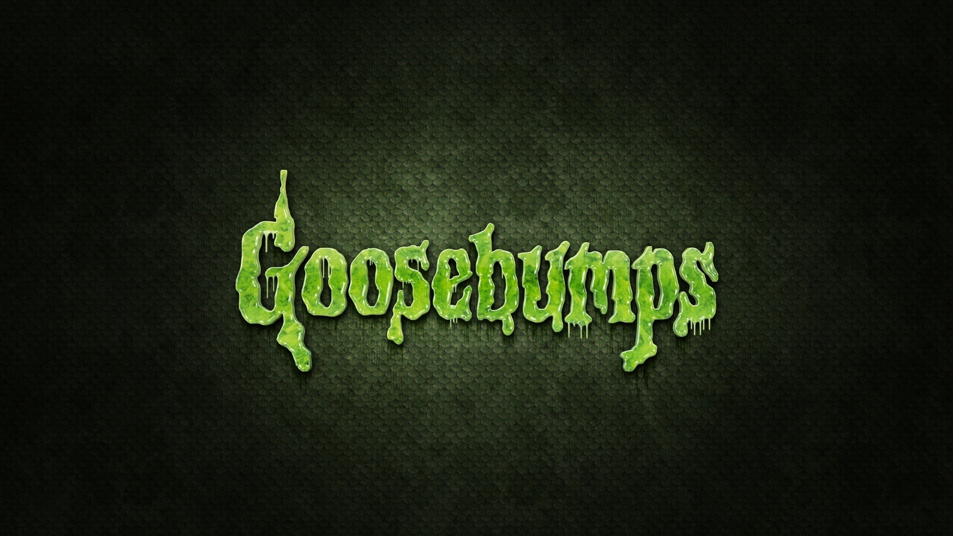 goosebumps 90s tv, text, green color, western script, communication