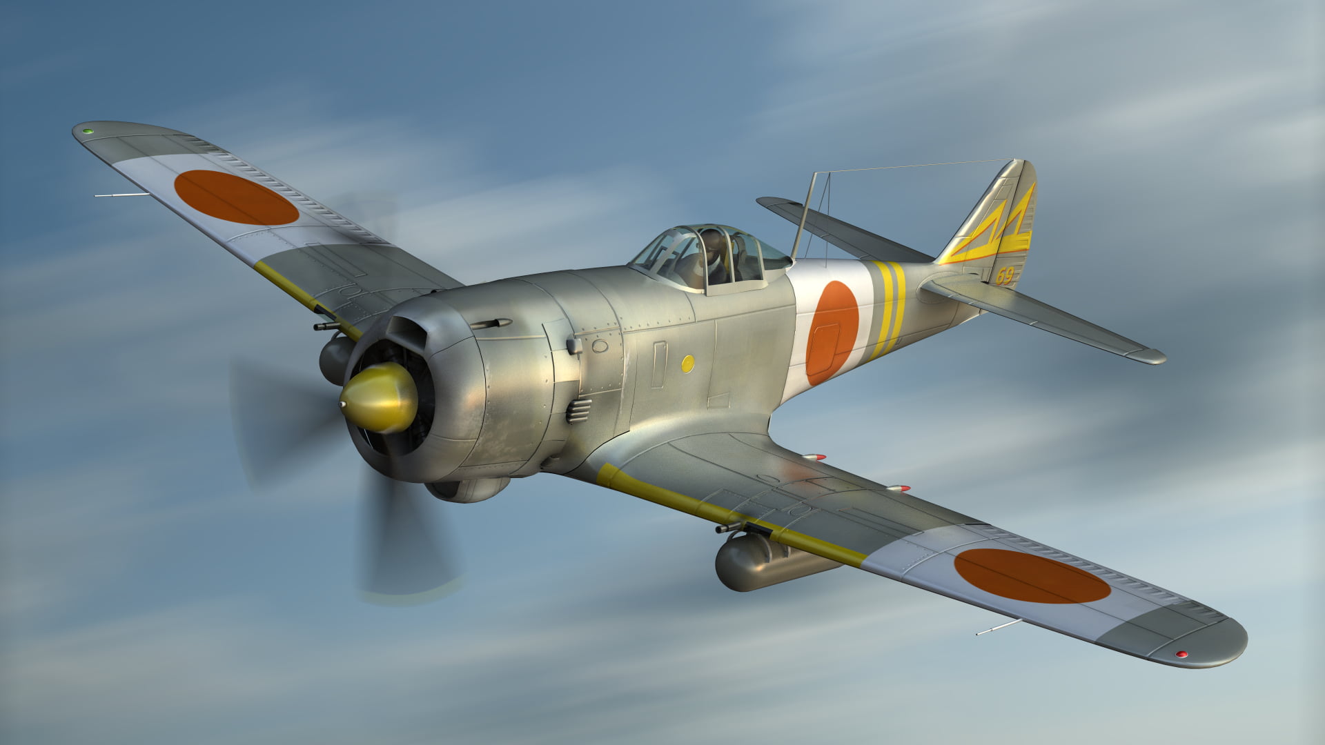 the sky, fighter, flight, Art, army, Japanese, Frank, Nakajima