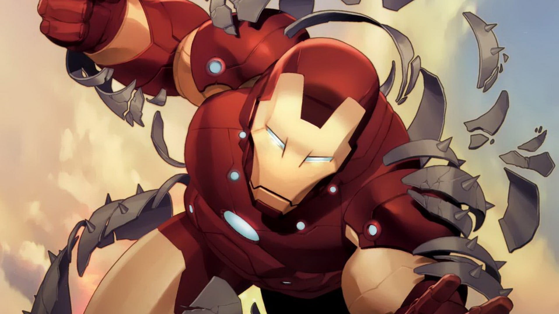 Iron Man wallpaper, Marvel Comics, superhero, sky, headwear, red
