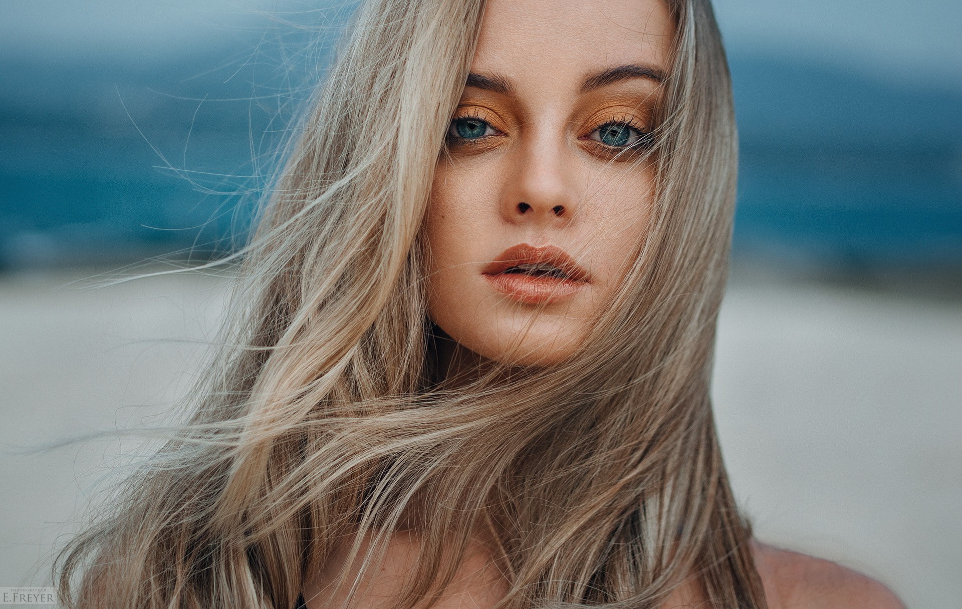 Free Download Hd Wallpaper Women Face Blonde Portrait Evgeny Freyer Blue Eyes Hair
