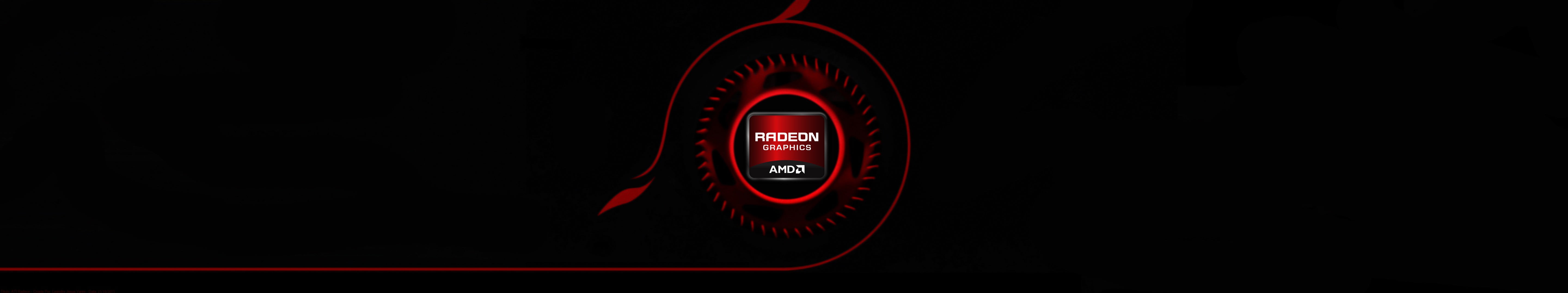 round red and black logo, AMD, Radeon, black background, copy space