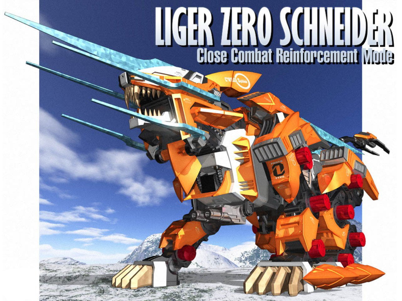 orange and gray Liger Zero Schneider close combat reinforcement mode illustration