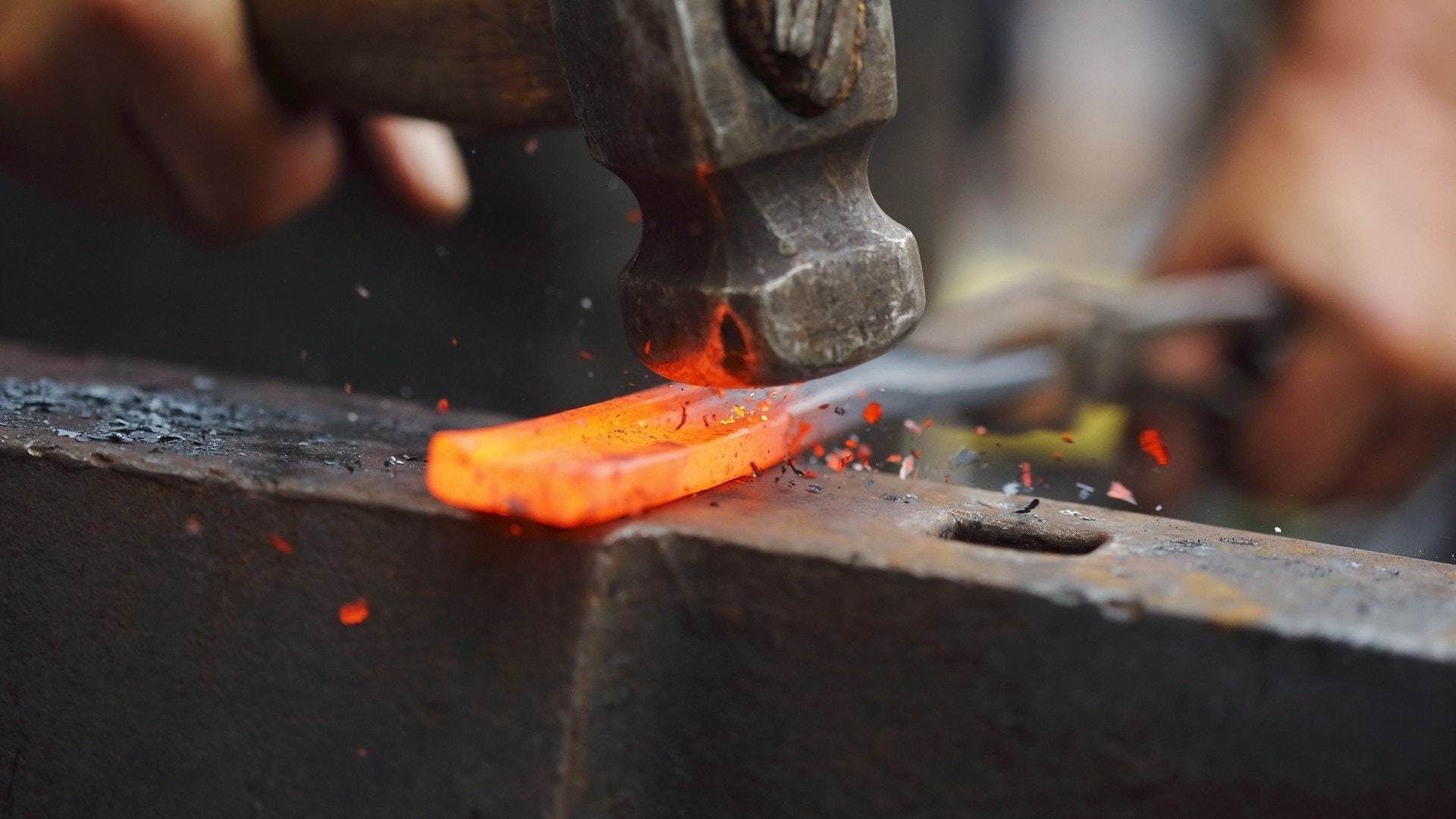blacksmith hammer metal, working, heat - temperature, human hand