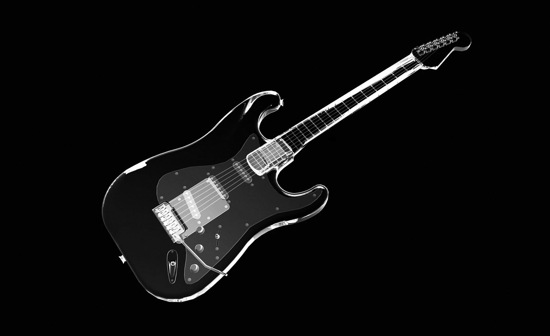 3d Guitar, black electric guitar illustration, Aero, musical instrument