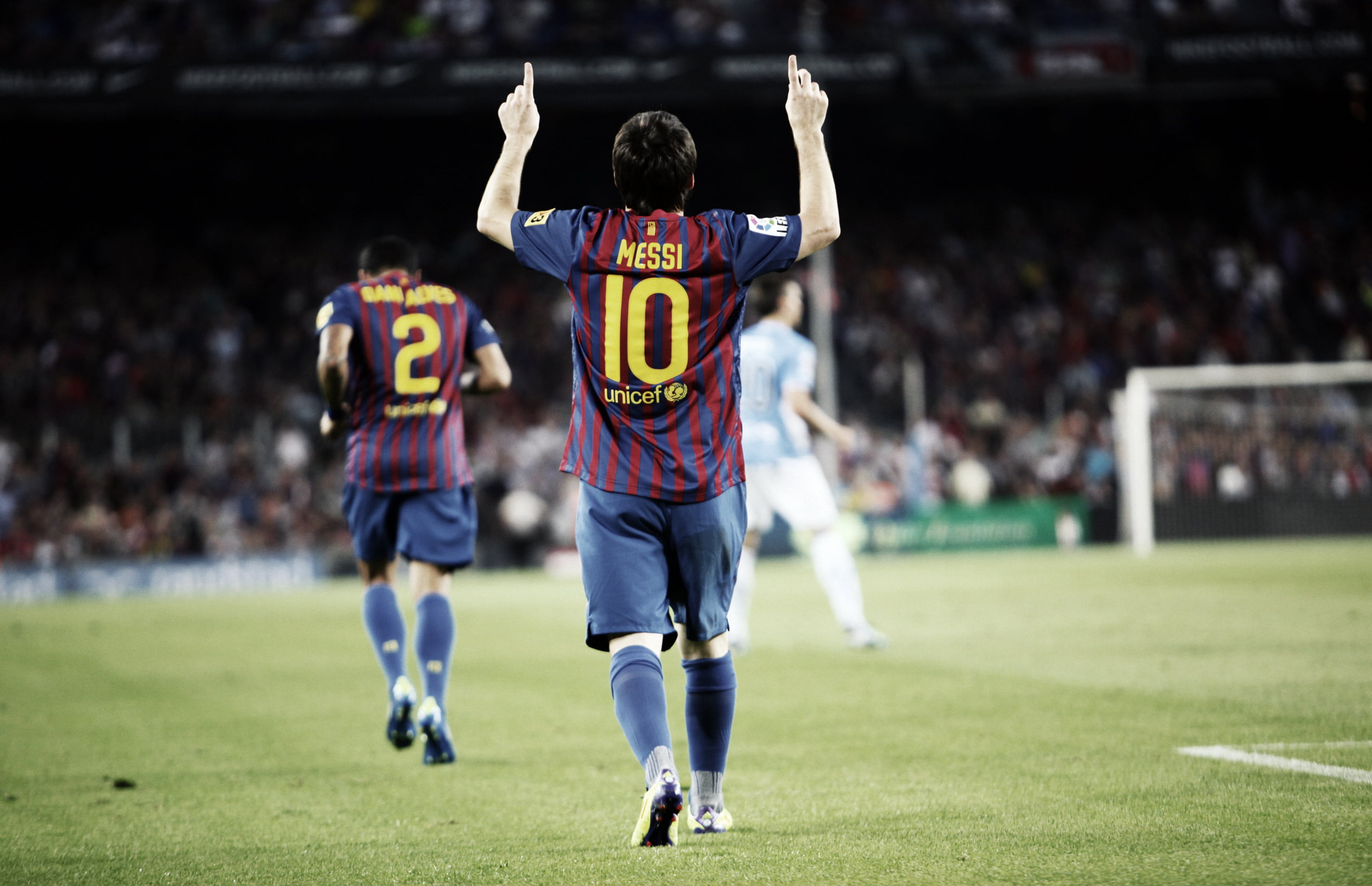 Lionel Messi FC Barcelona, The celebration, Dani Alves, sport
