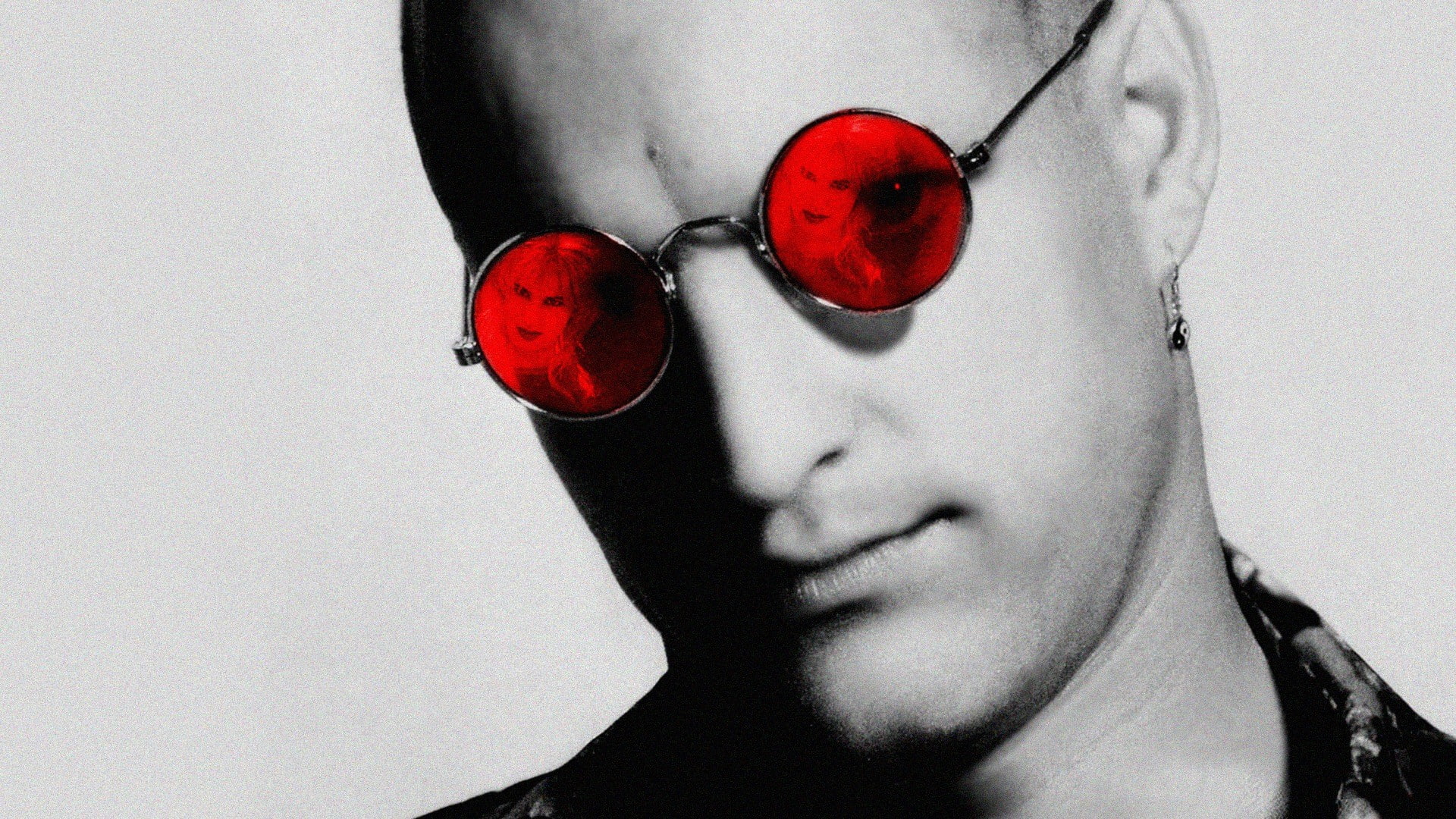 Natural Born Killers Woody Harrelson Sunglasses HD, men's black framed red sunglasses
