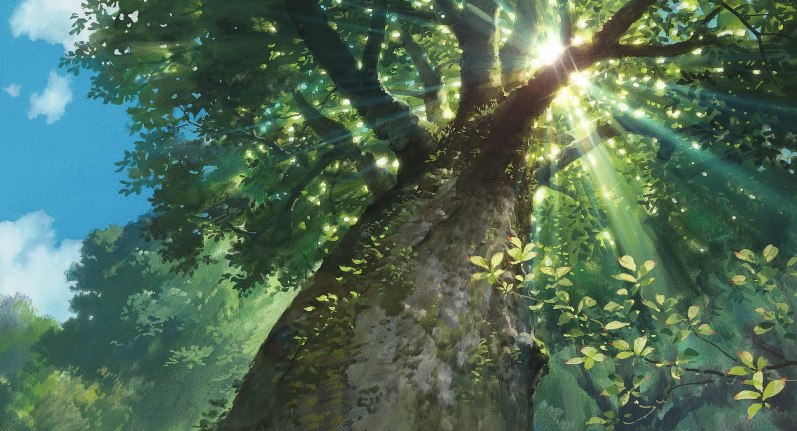 worms eye view, nature, Studio Ghibli, sunlight, sun rays, Karigurashi no Arrietty