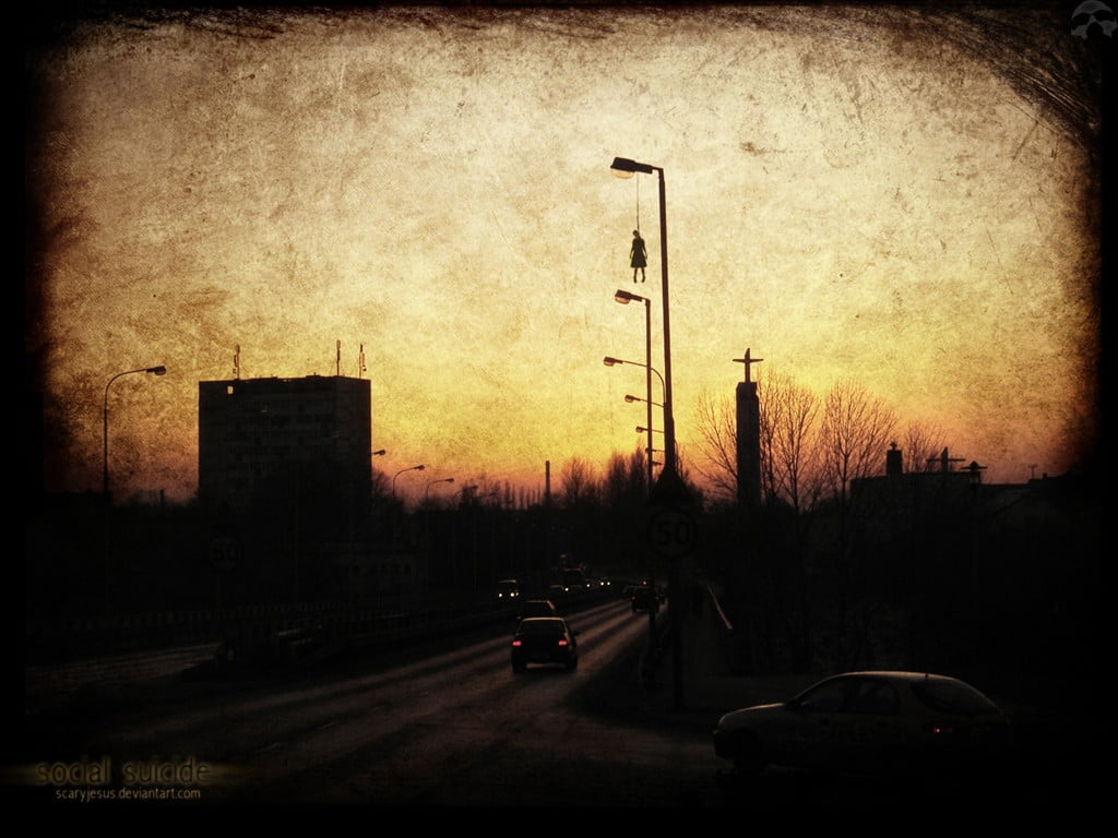 silhouette road, cityscape, hangman, sky, street, transportation