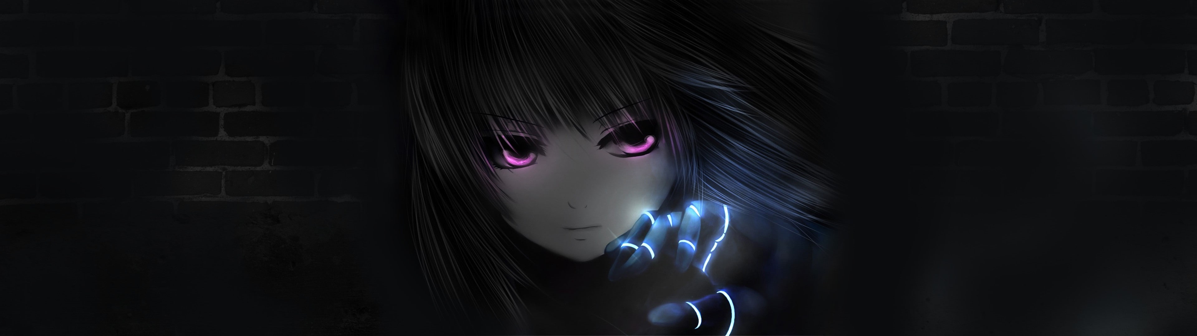 anime women glowing smoke purple eyes long hair dark hair bricks king of fighters kula diamond
