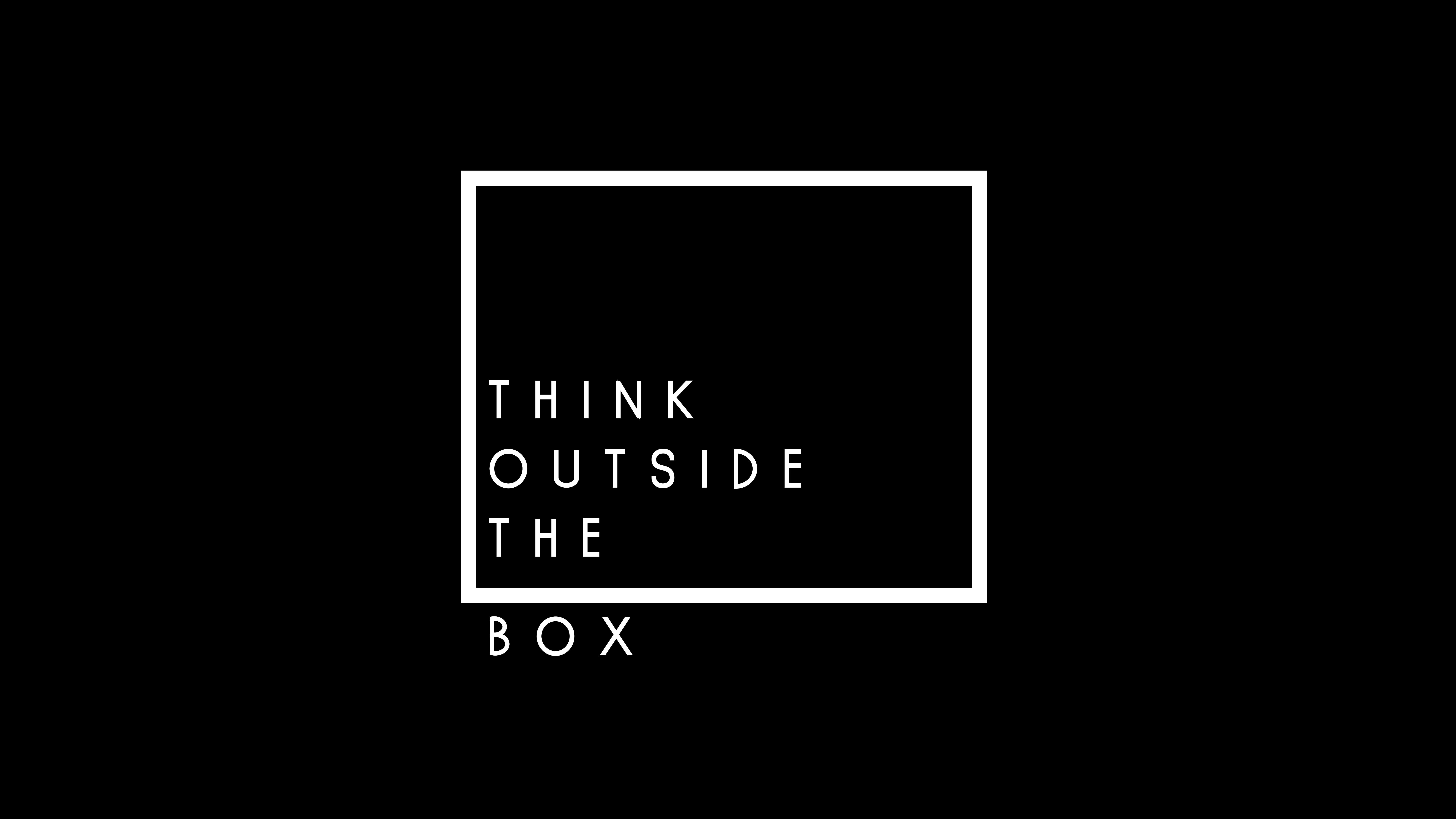 Think Outside the Box, Popular quotes, Black, 4K, 8K