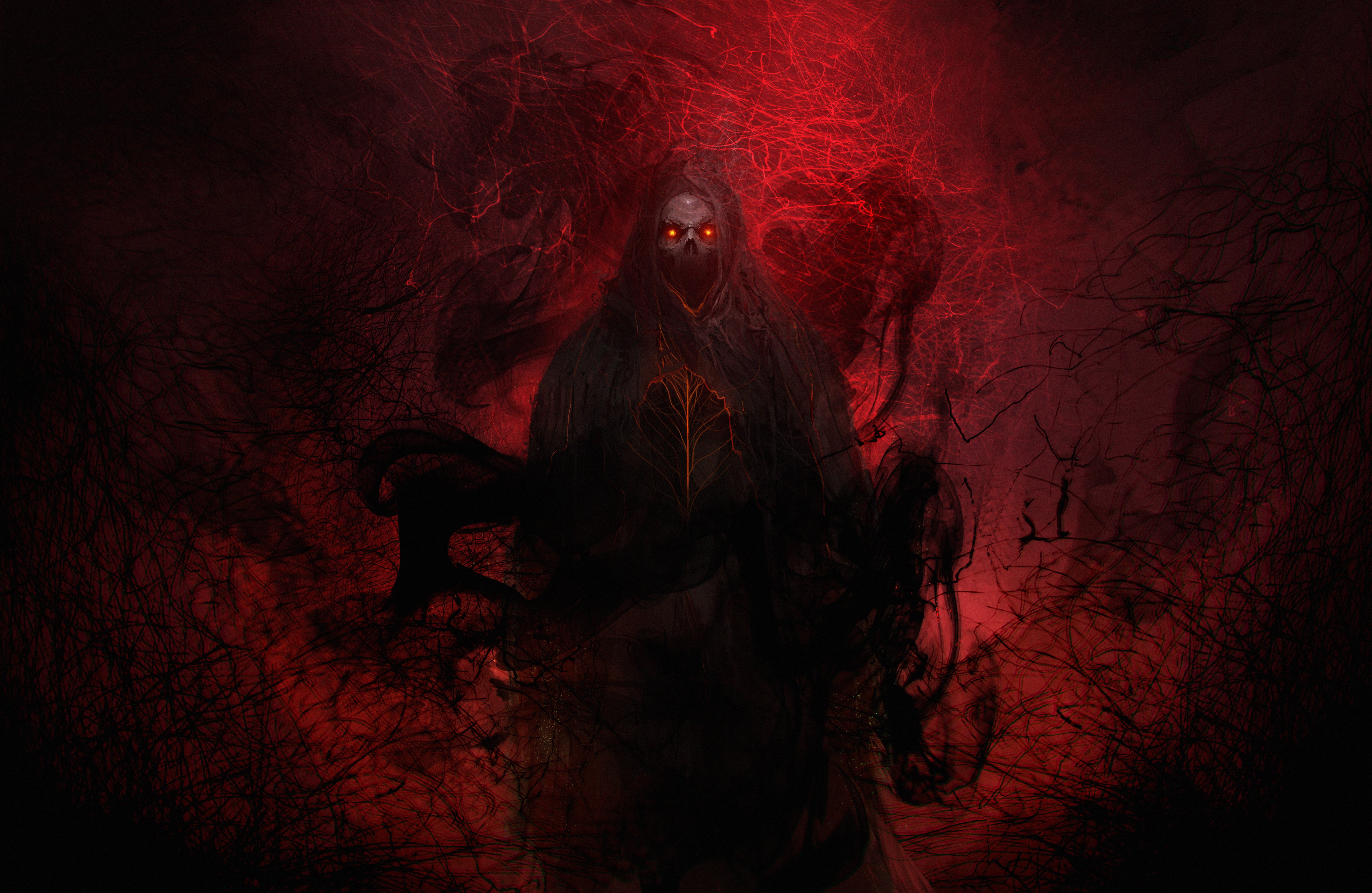 black and red Grim Reaper wallpaper, death, the devil, horror