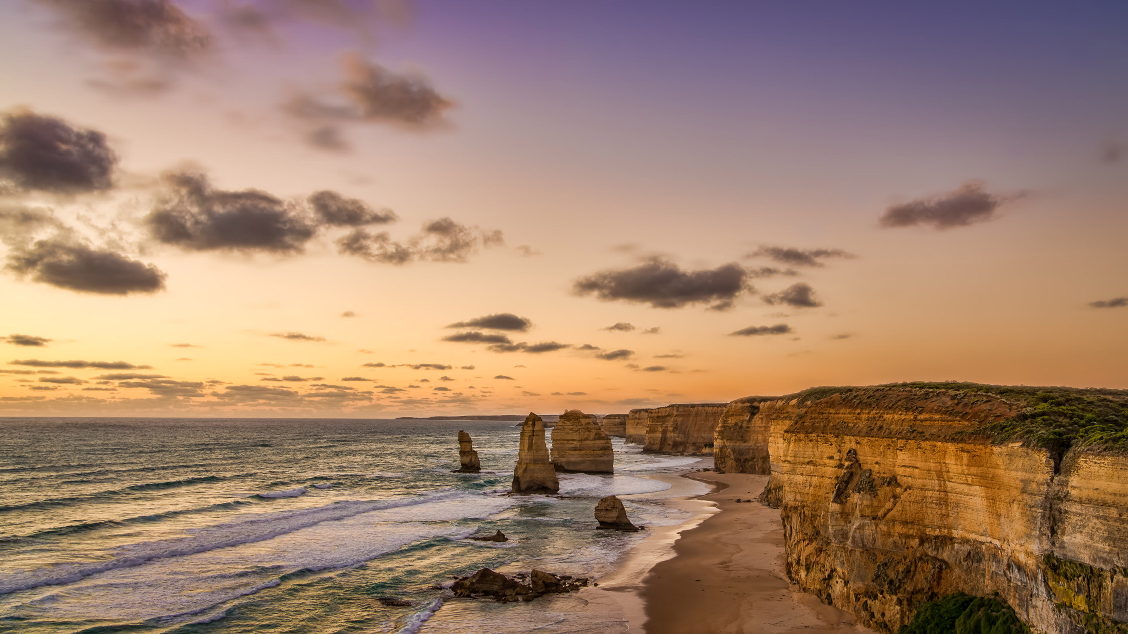 Twelve Apostles Great Ocean Princetown Victoria Australia Beaches And Amazing Rock Formations Ocean Waves Sunset Landscape Desktop Hd Wallpaper 3840×2160
