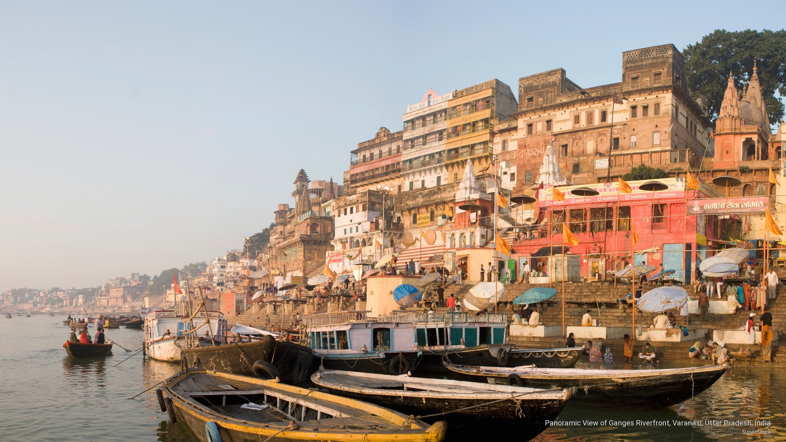 Panoramic View of Ganges Riverfront, Varanasi, Uttar Pradesh, India