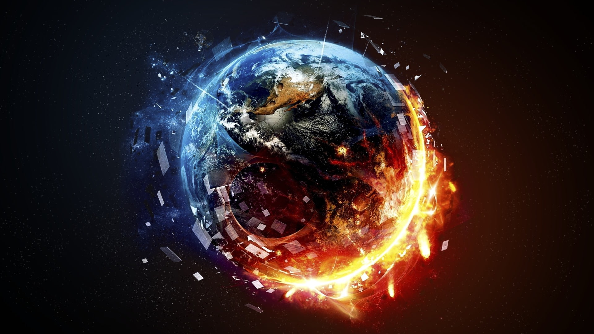 Sci Fi, Planet, Fire, Space