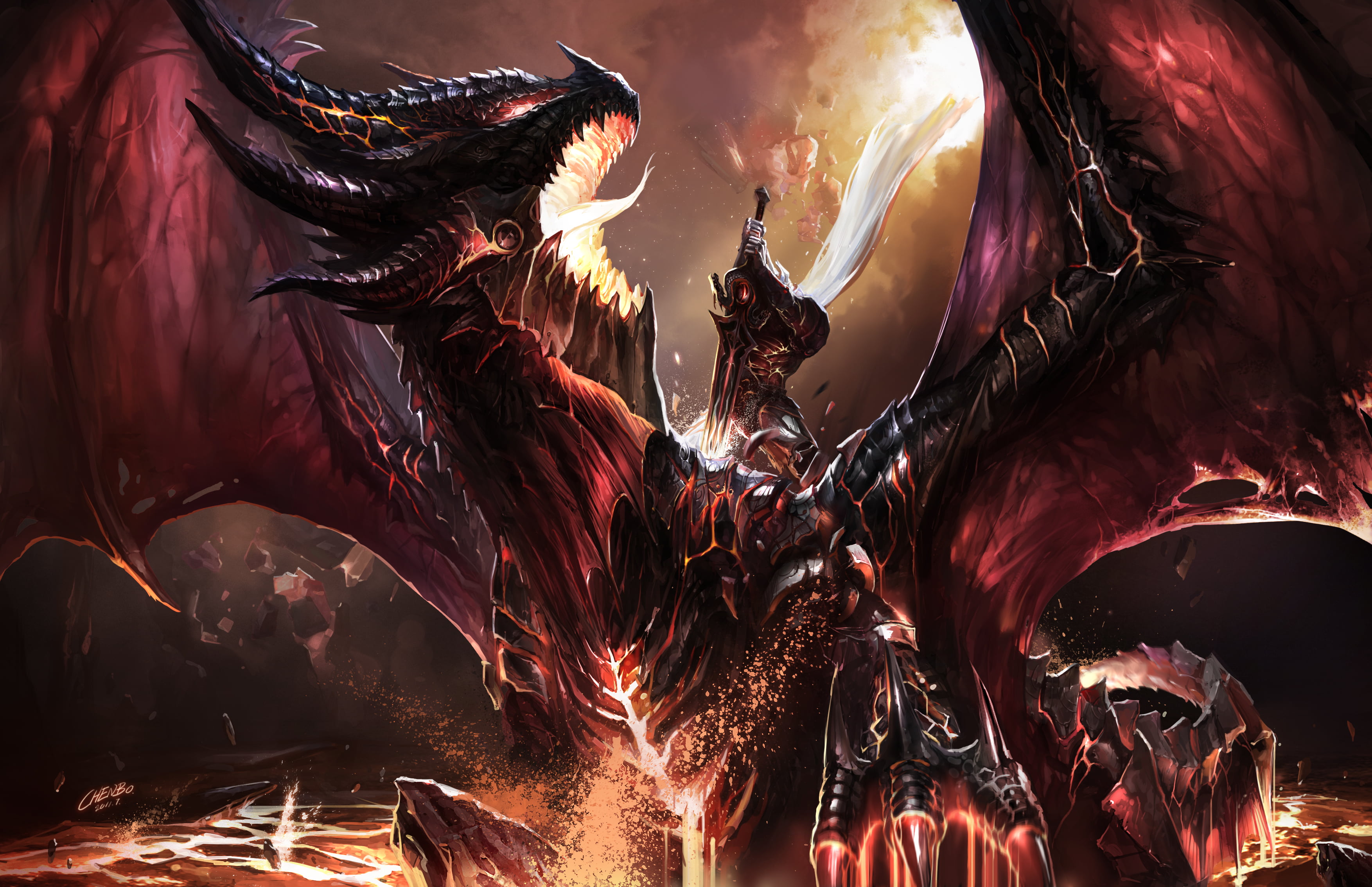 Free download | HD wallpaper: Chenbo, fantasy art, armor, dragon ...