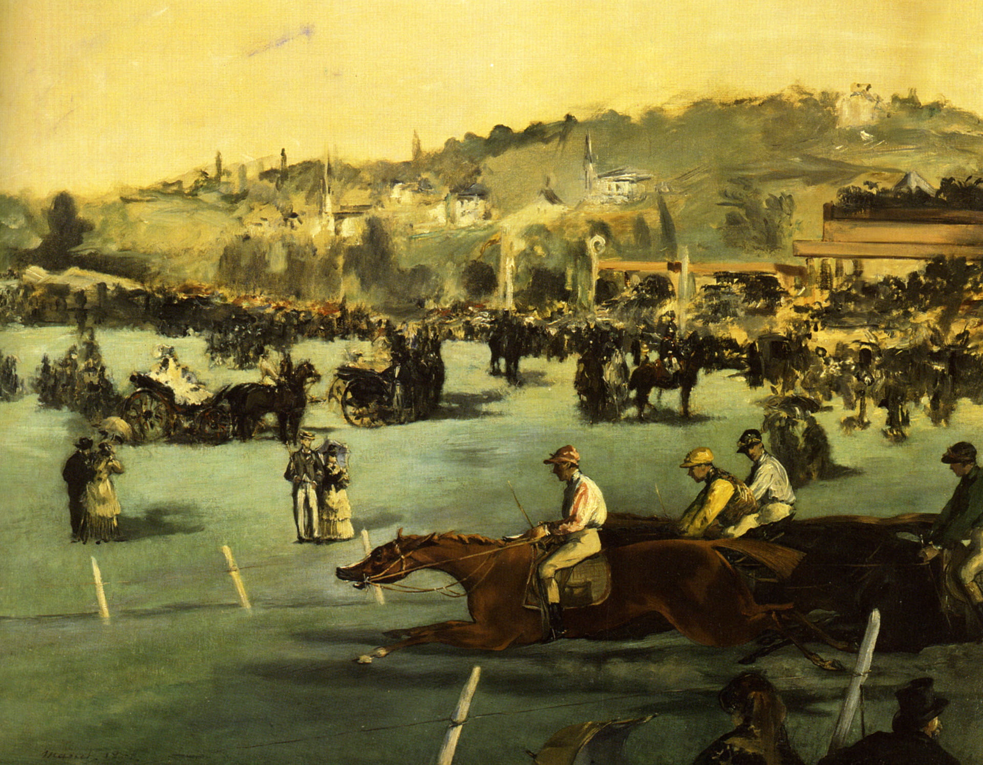 landscape, picture, horse, jockey, genre, Edouard Manet, Races in the Bois de Boulogne