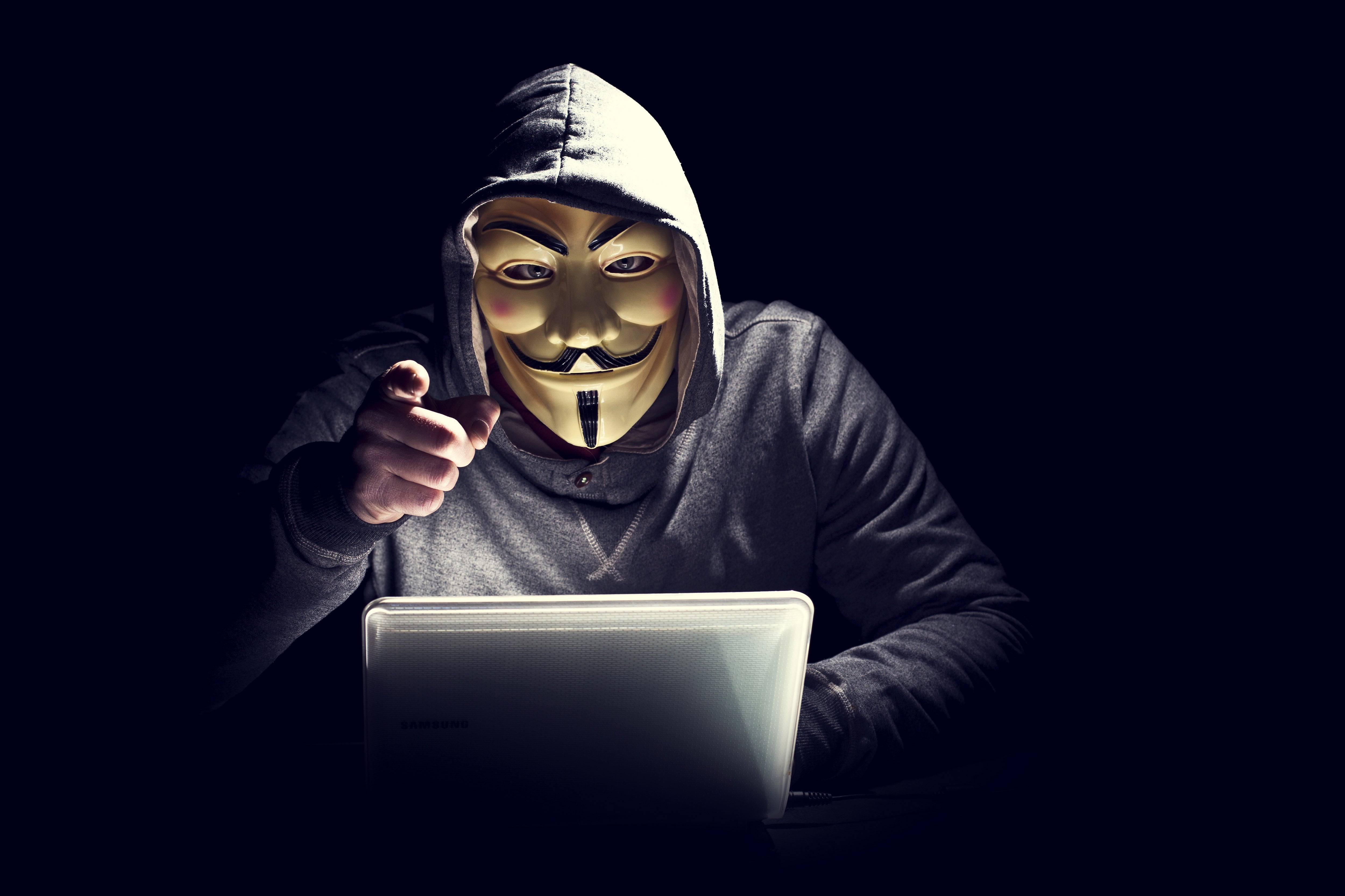anonymus, hacker, computer, mask, hd, 4k, 5k, black background