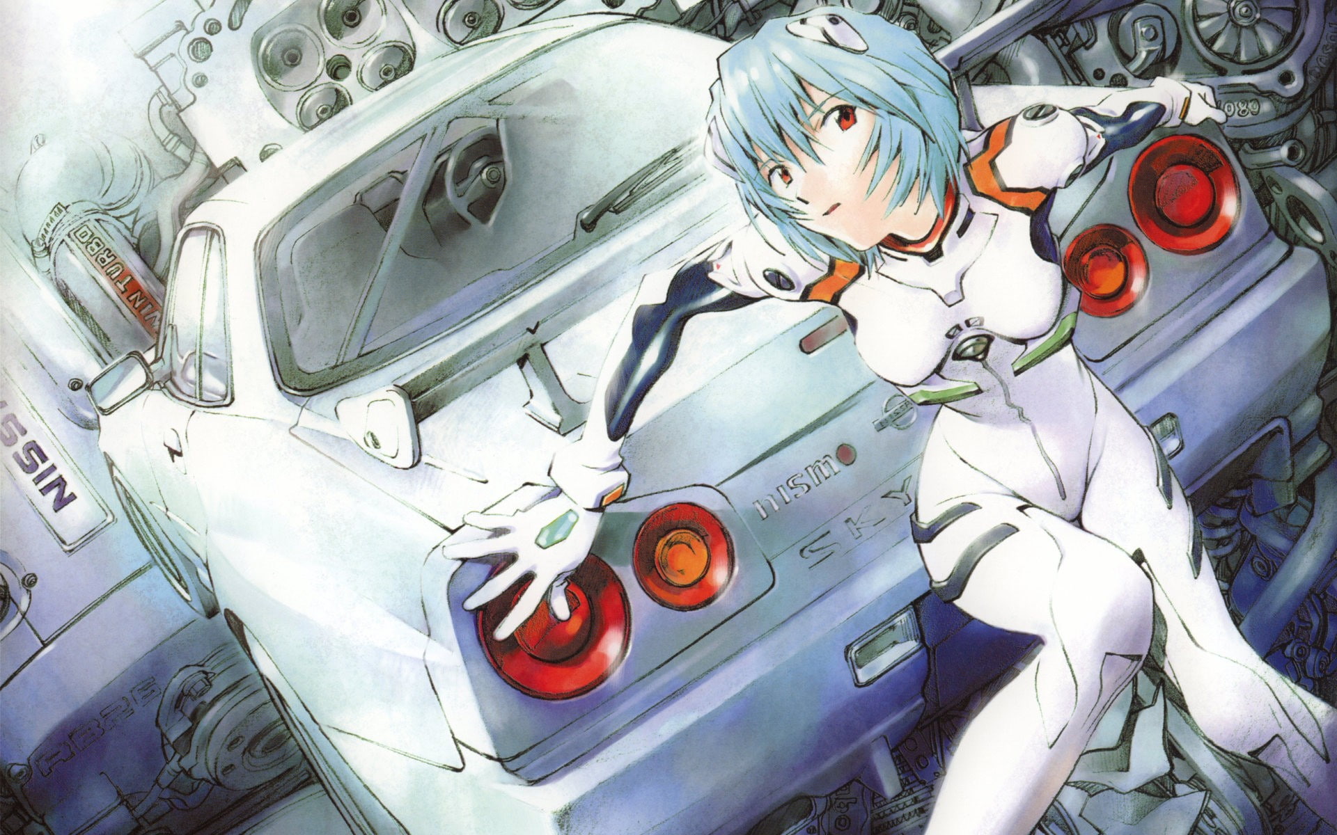 anime, Neon Genesis Evangelion, car, Nissan