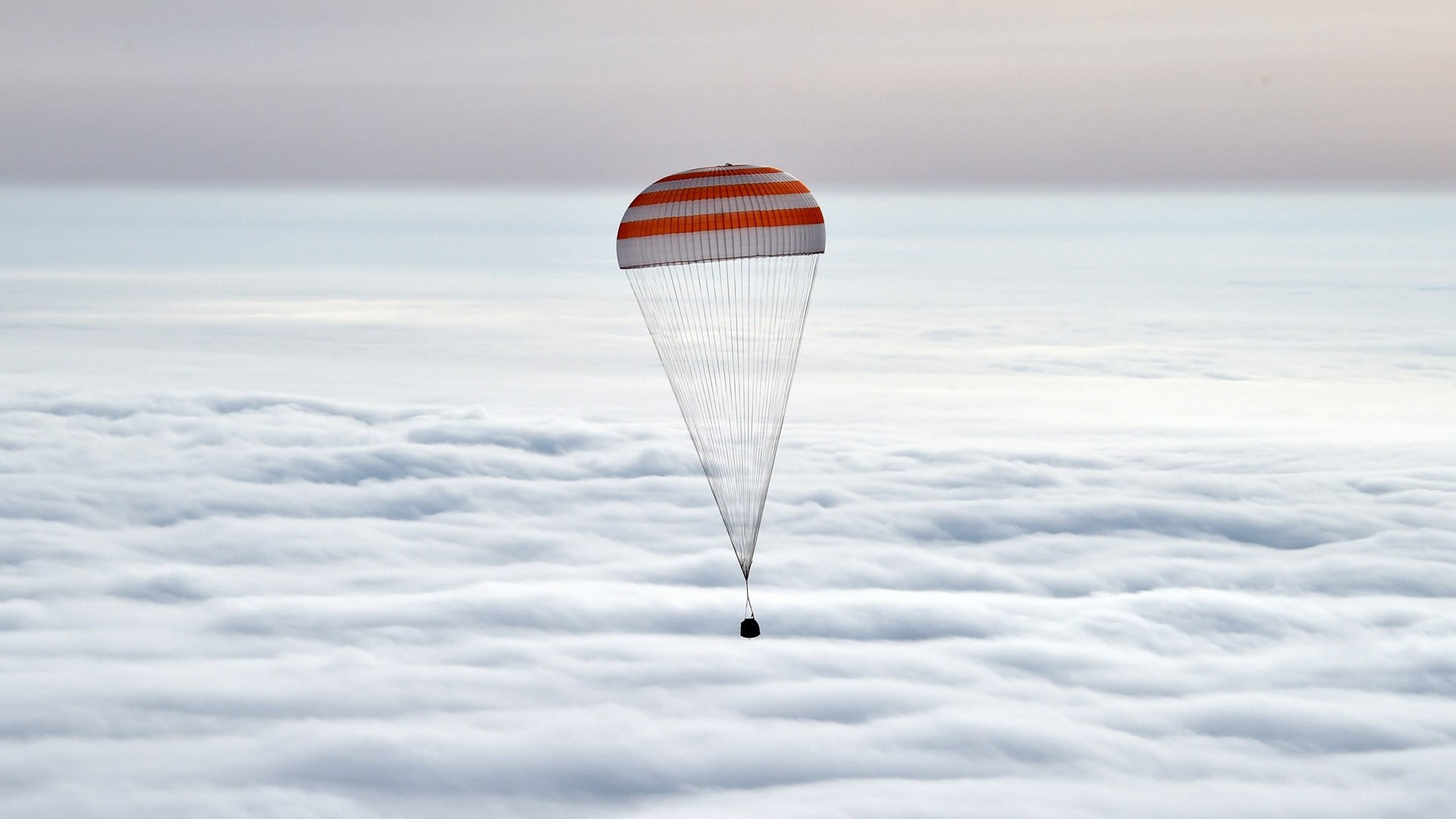 red and white stripe parachute, Roscosmos State Corporation, NASA