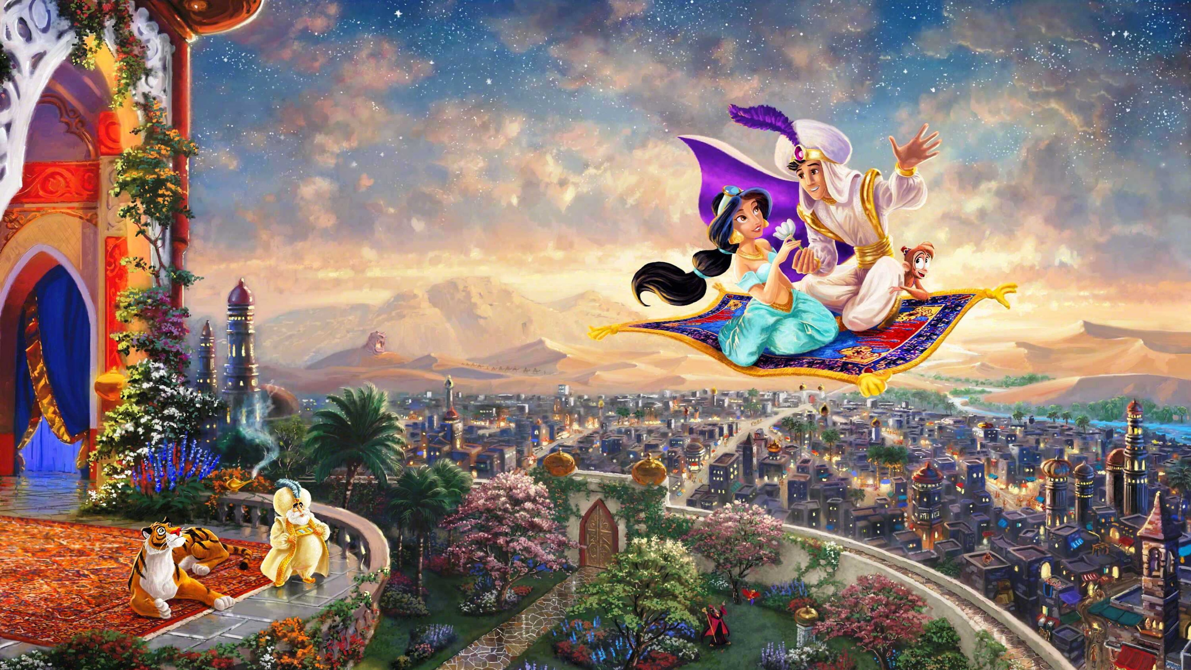 Sultan Aladdin And Jasmine Flying Carpet Desktop Hd Wallpaper 3840×2160