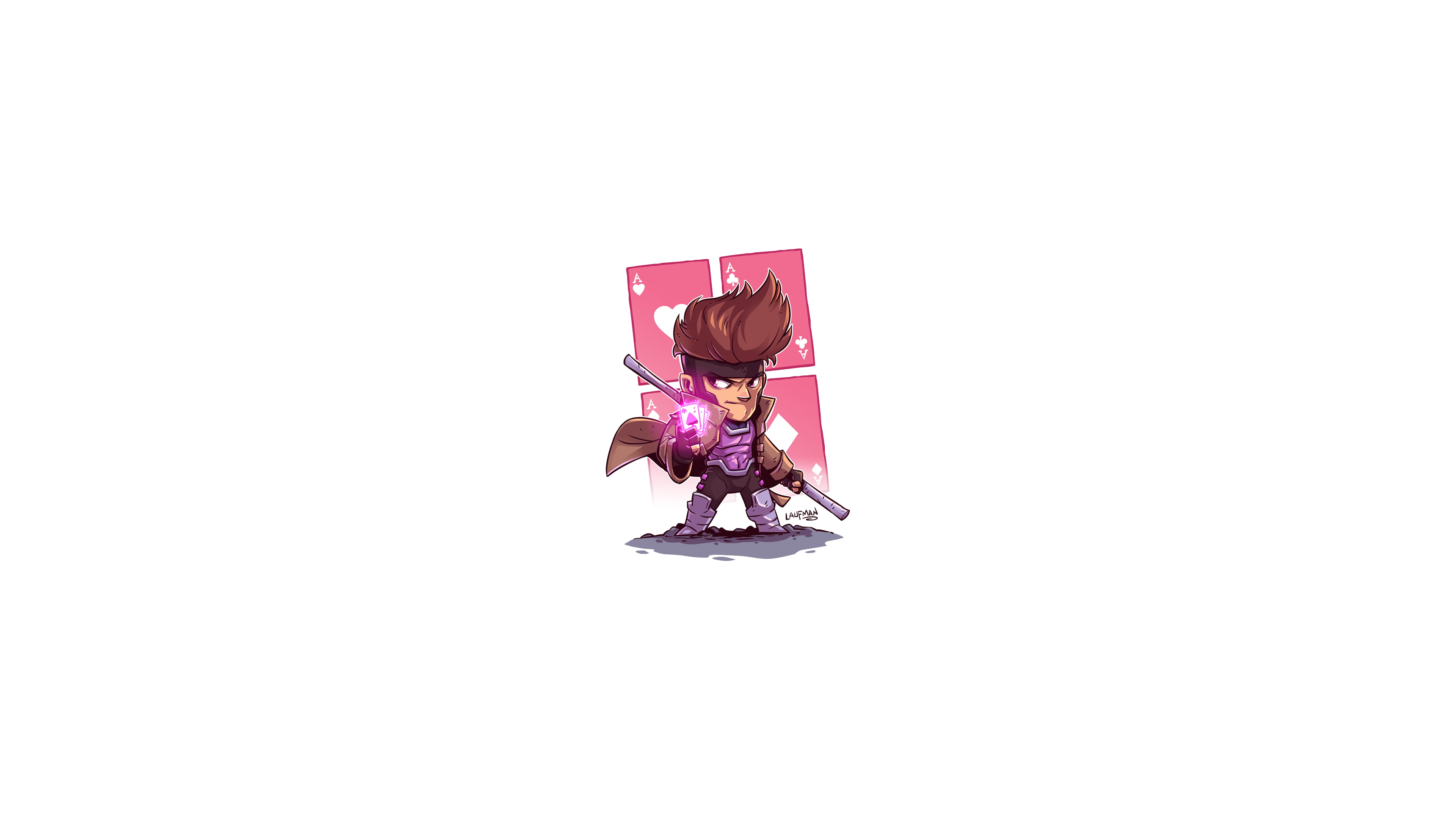 Gambit, Marvel Comics, chibi, minimalism, Marvel Heroes, X-Men