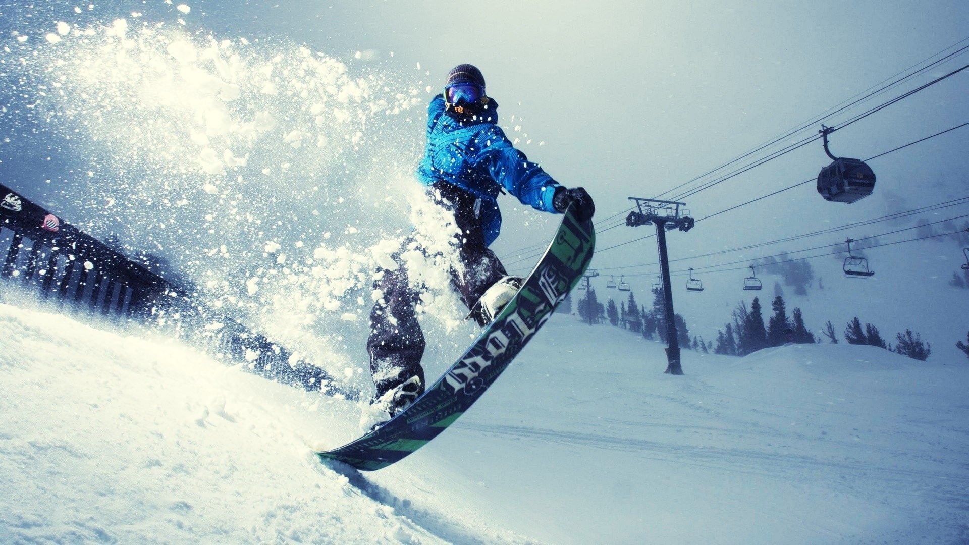 Winter, snowboard sports, thick snow
