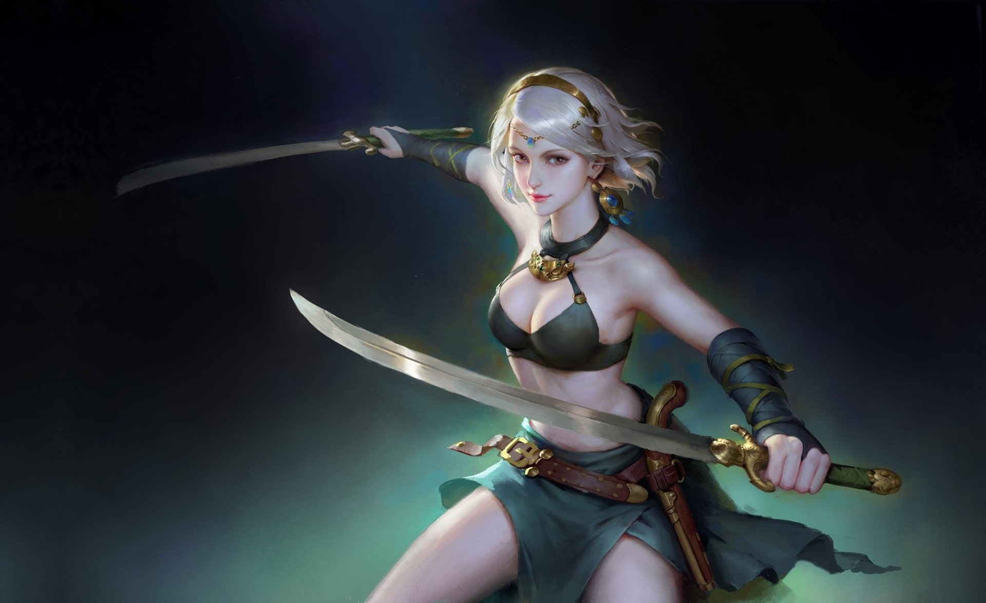 Free Download Hd Wallpaper Fantasy Women Warrior Girl Sword White Hair Woman Warrior 0118