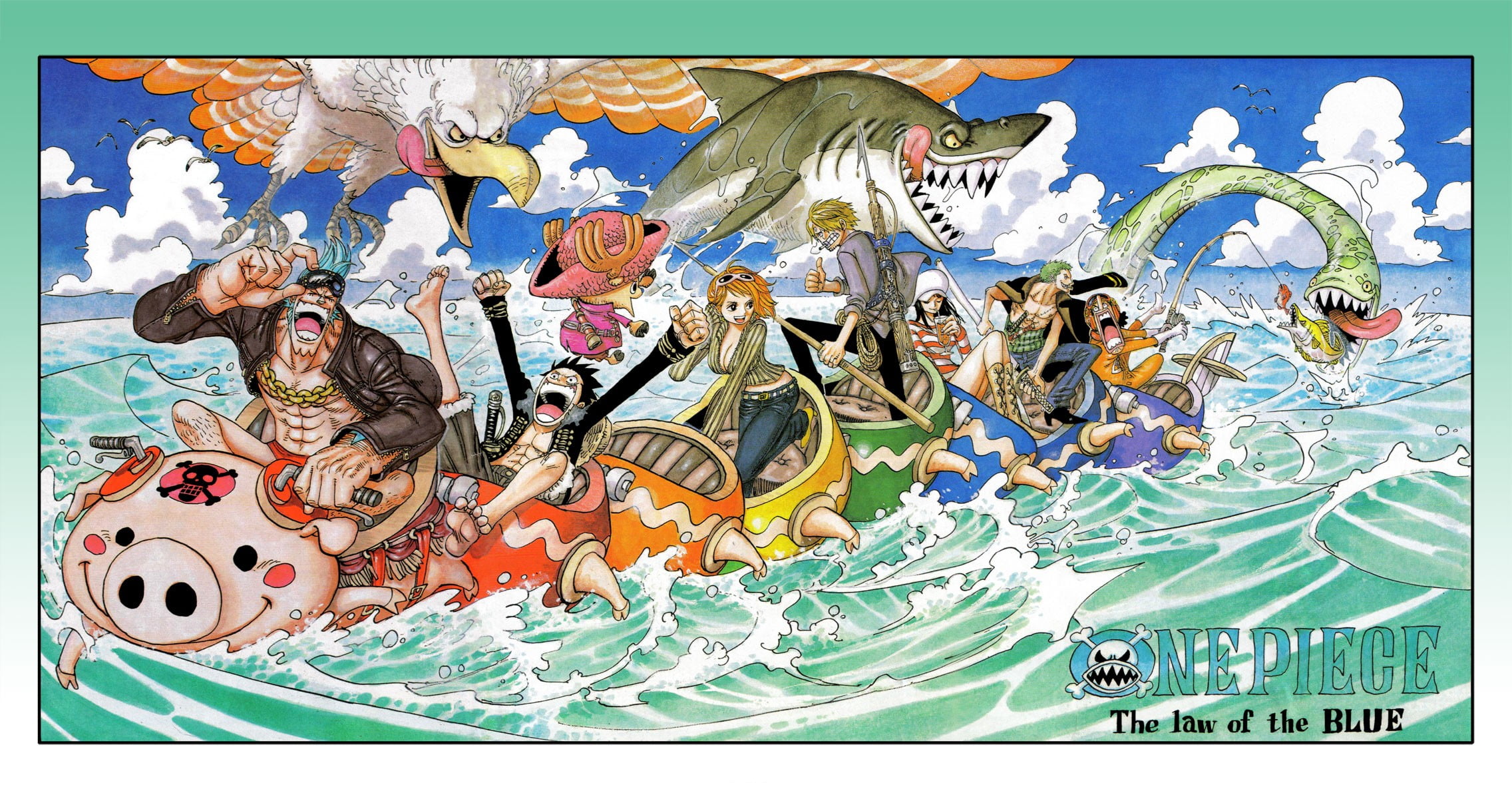 One Piece wallpaper, Nami, Monkey D. Luffy, Frankie, Tony Tony Chopper