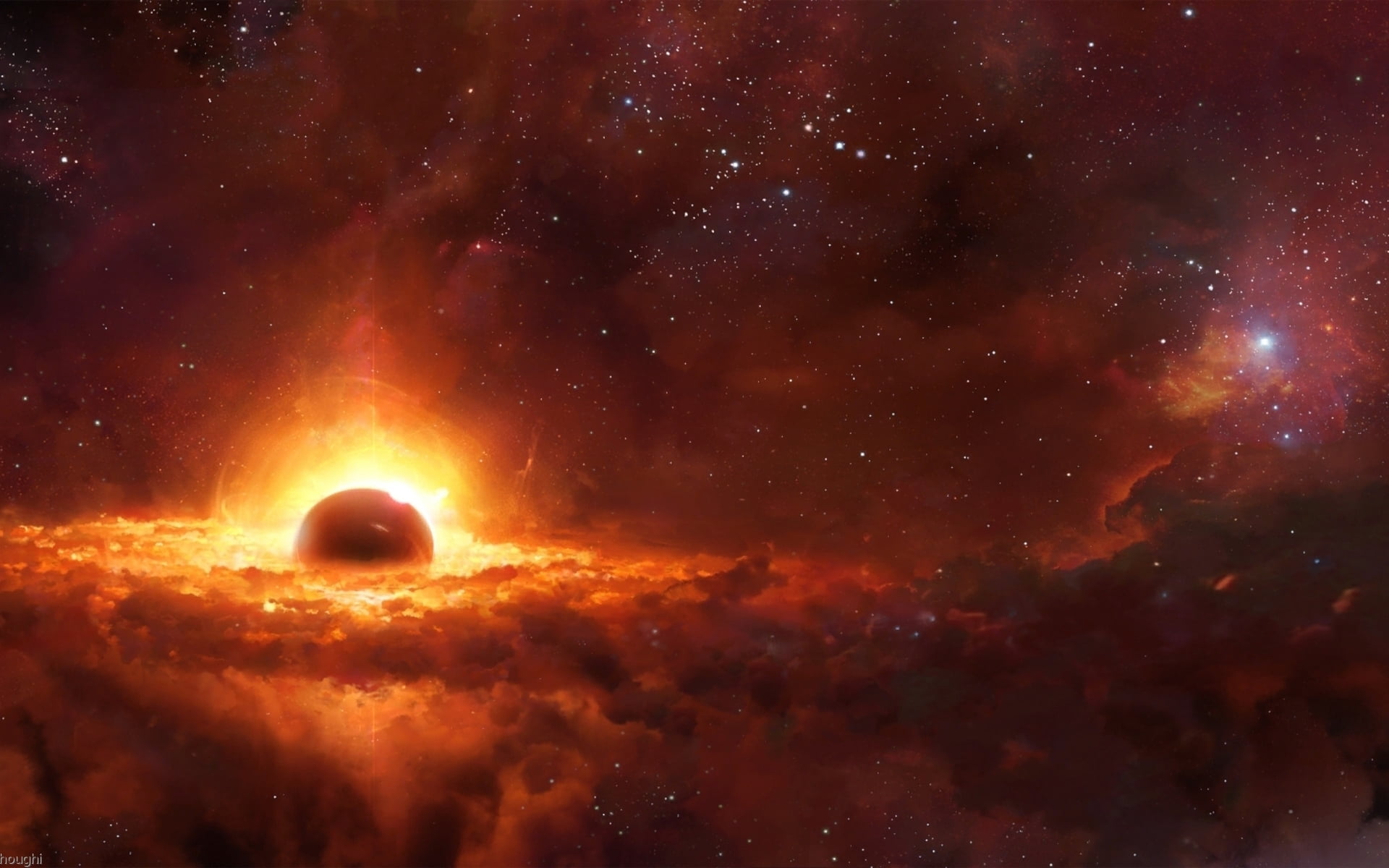flaming planet wallpaper, fire, fantasy, cosmos, energy, planets
