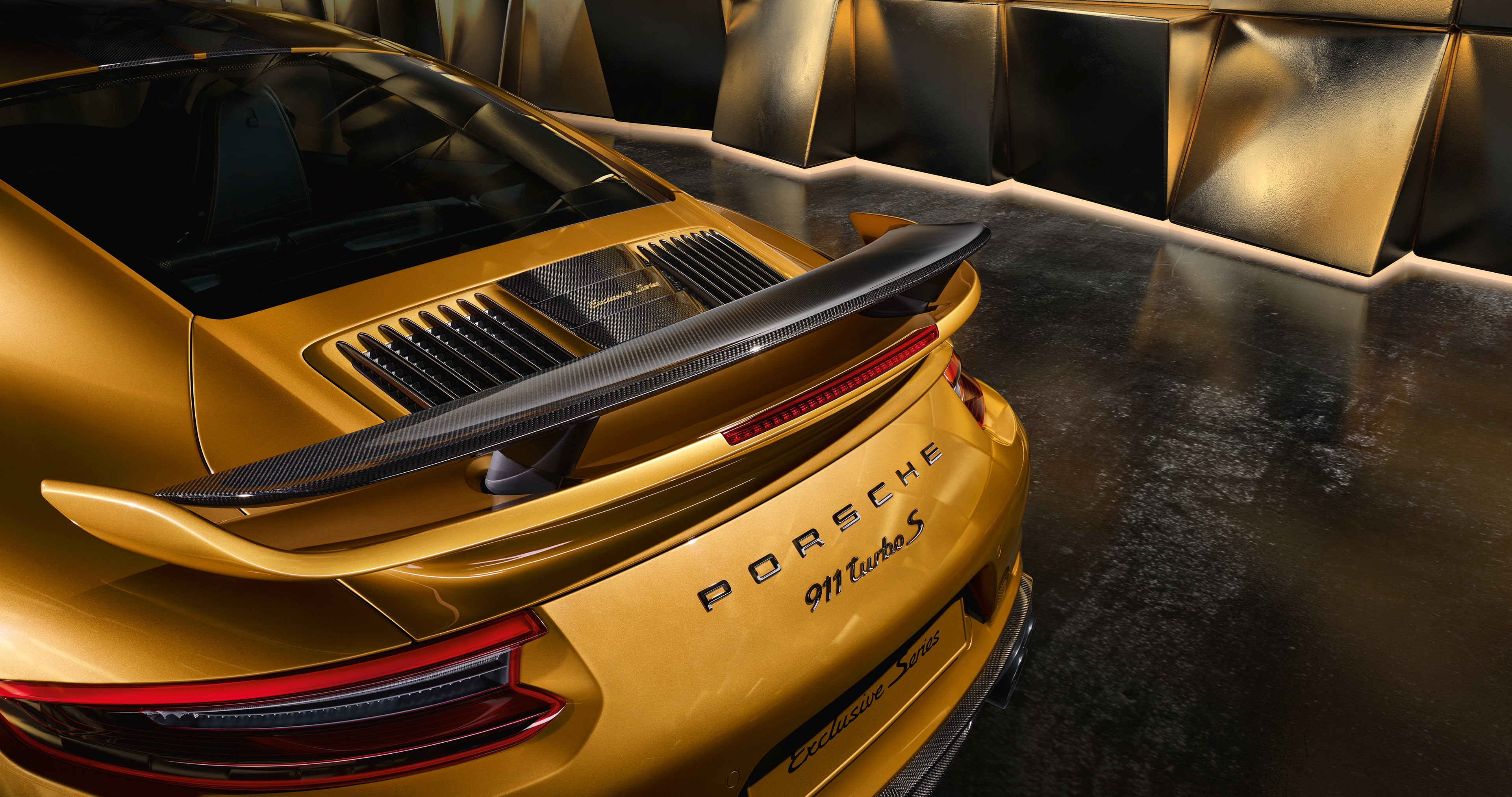 yellow Porsche 911 Caymen S, Porsche 911 Turbo S Exclusive Series