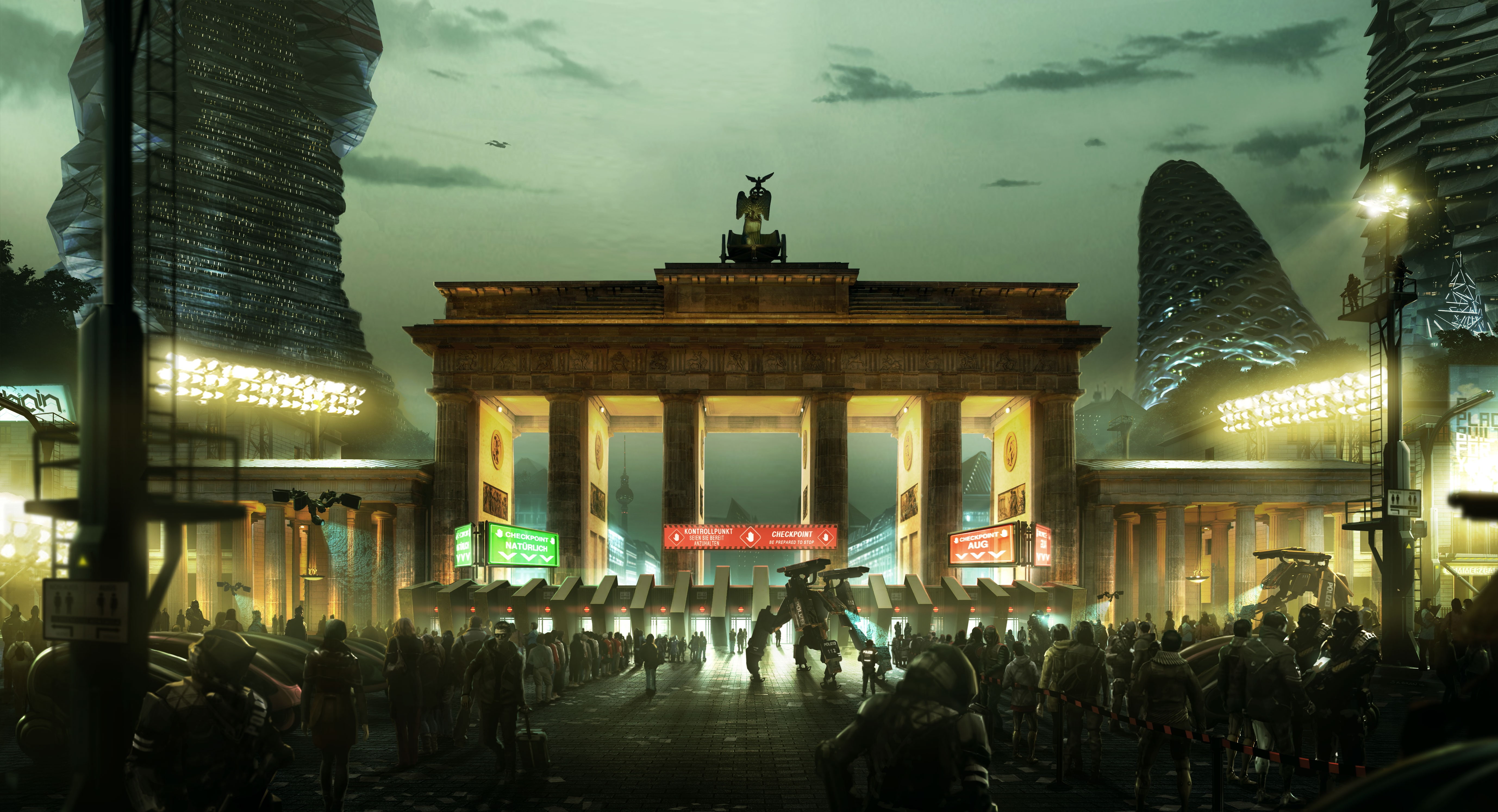 Deus Ex: Mankind Divided, Berlin, Brandenburg Gate, video games