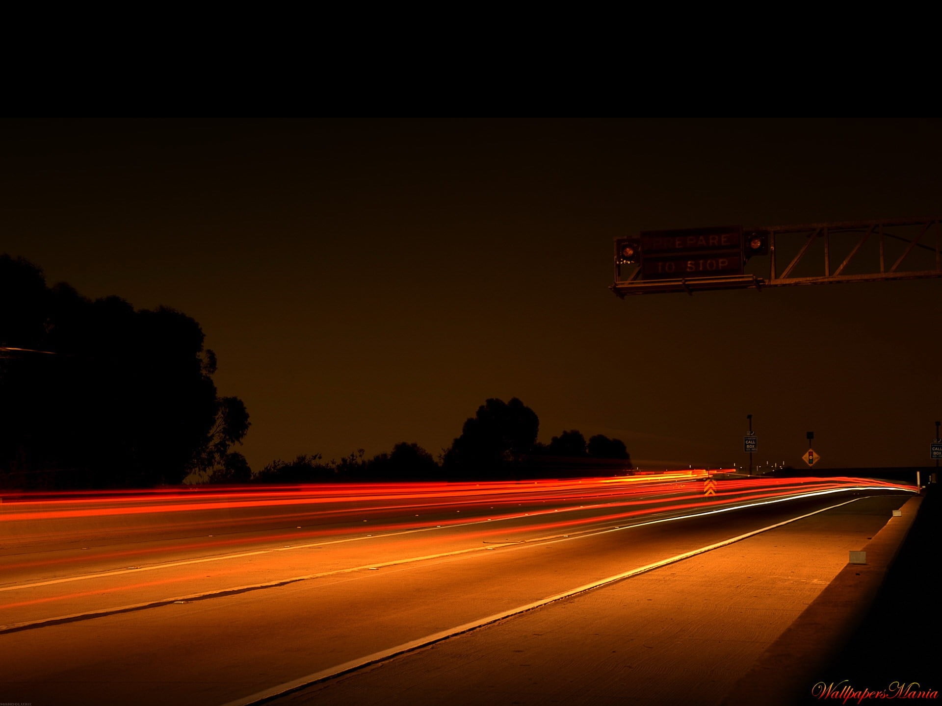gray concrete roadway, night, lights, highway, speed, long exposure