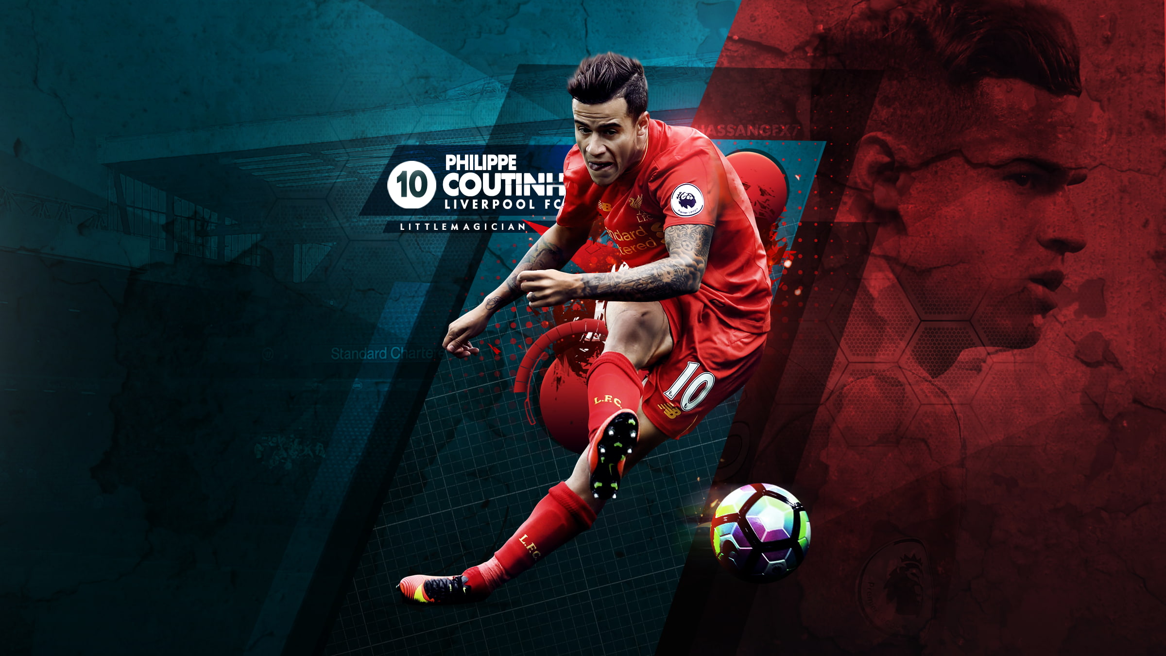 Philippe Coutinho, Liverpool FC, red, text, indoors, people