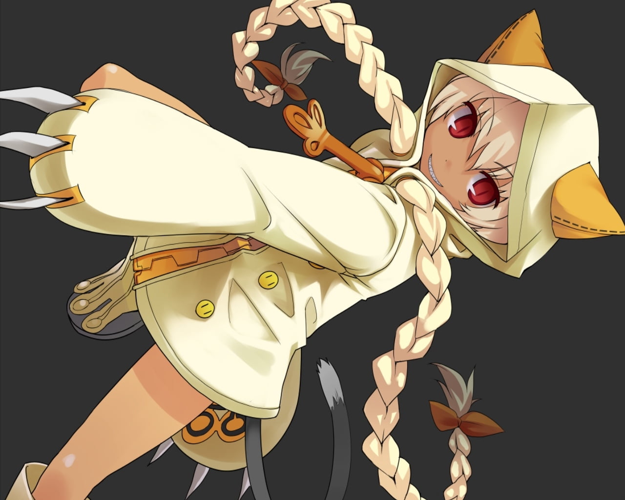 beige haired female anime character illustration, blazblue, taokaka