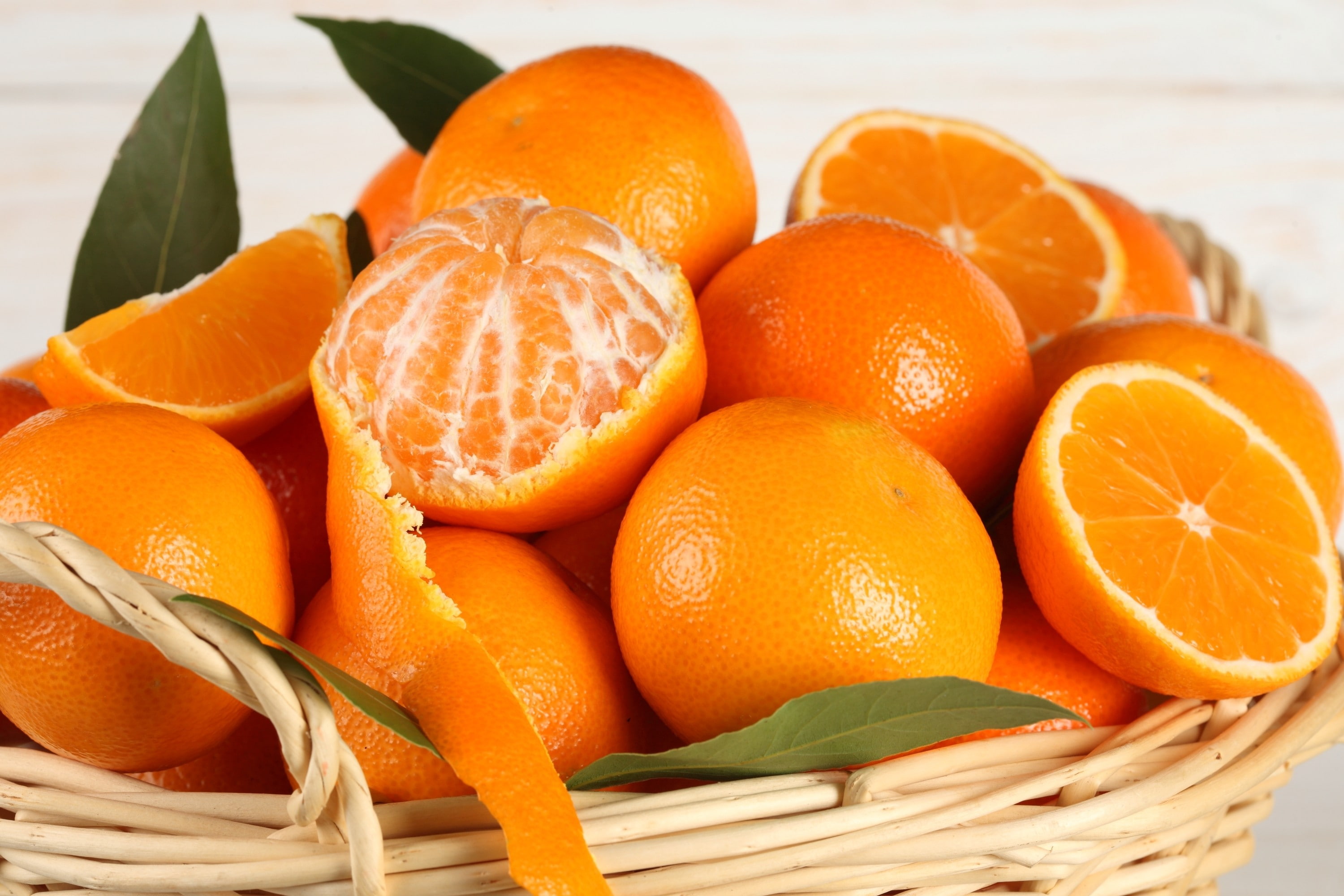orange (fruit), baskets, food