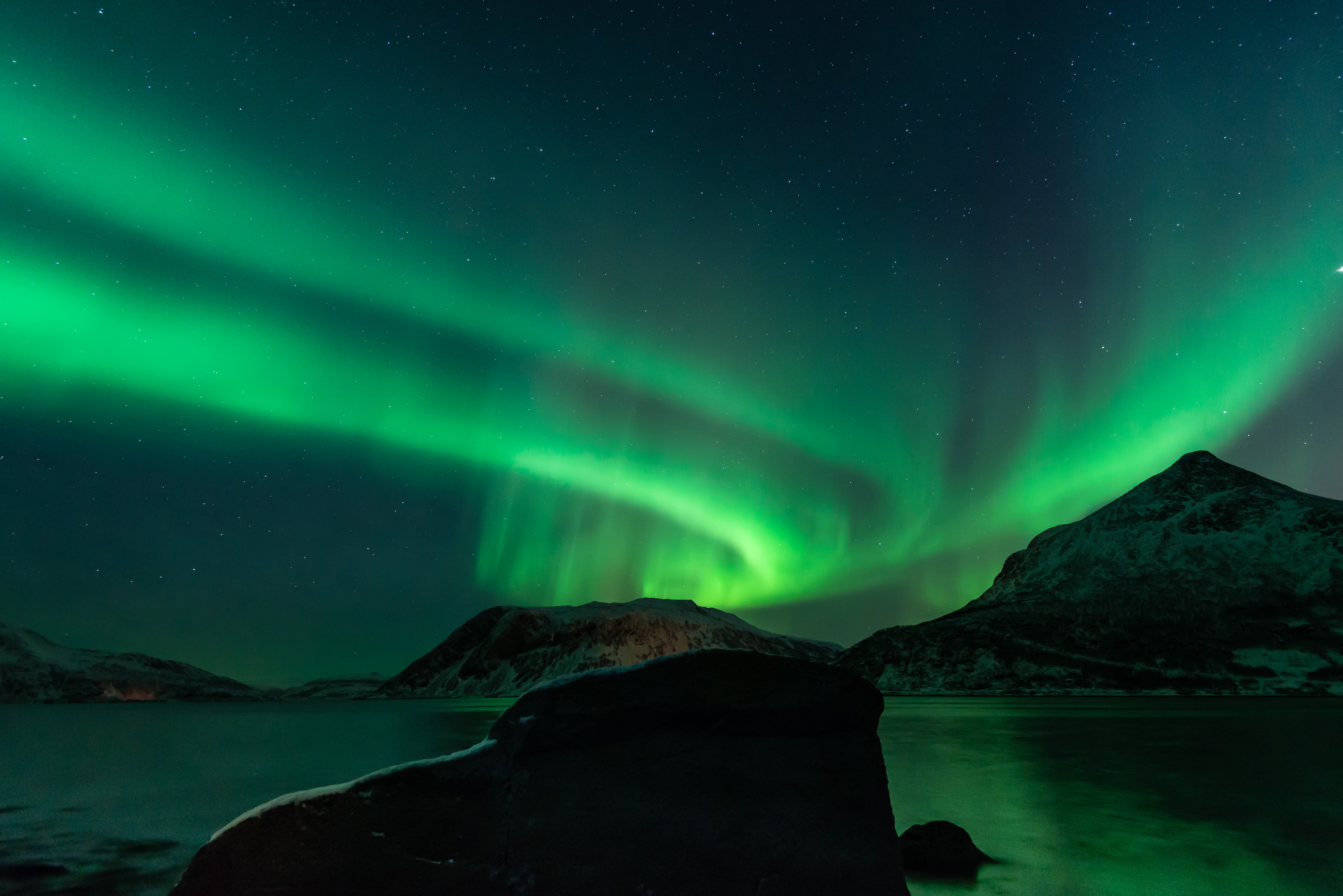 photo of green sky during night time, Aurora Borealis, Norway
