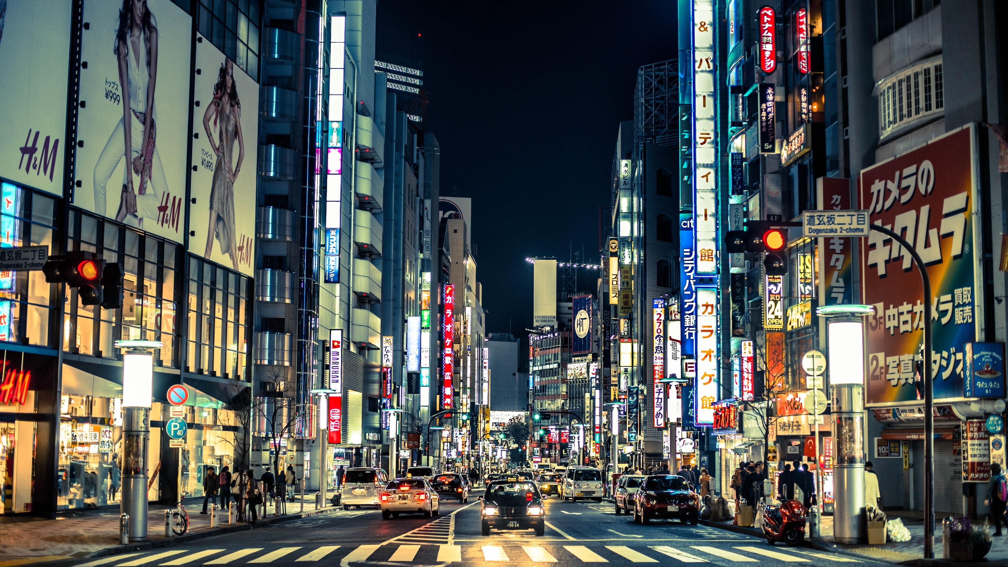 japan, city, road, street, night, lights, asia