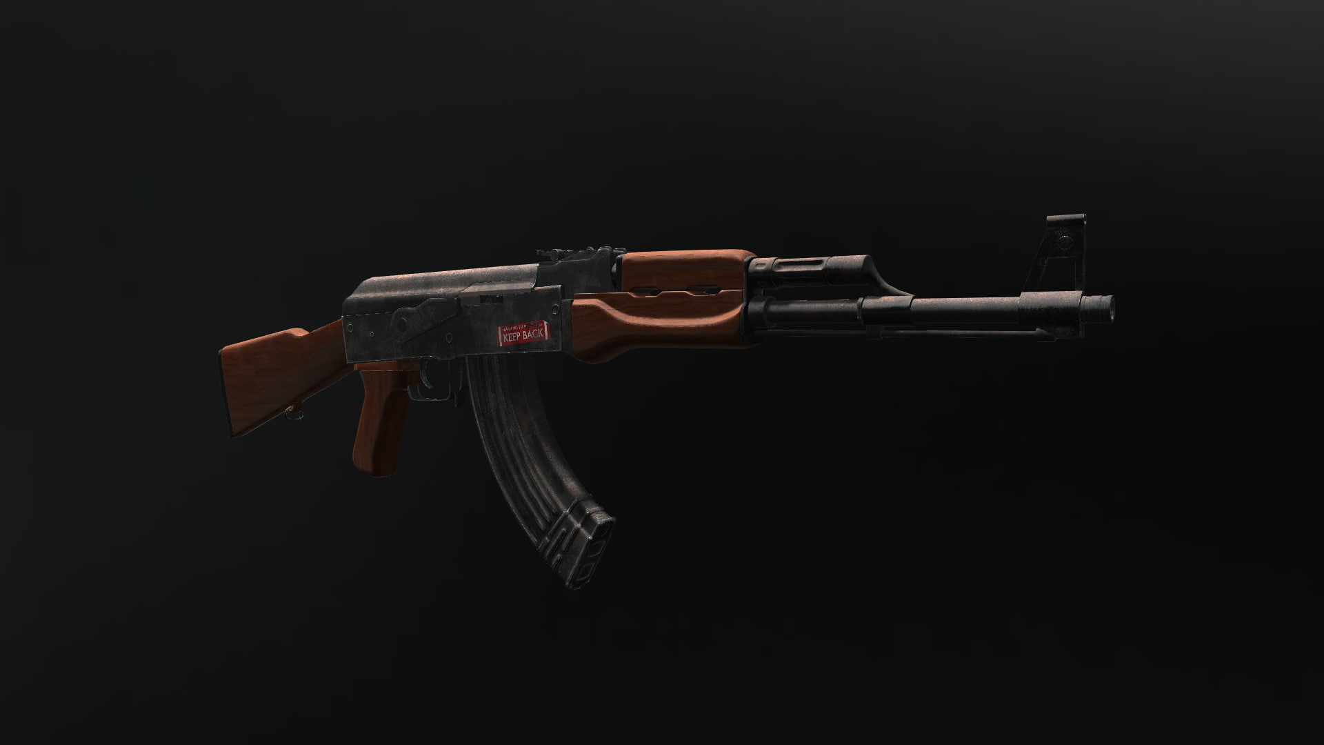 3D, AK-47, gun, weapon, studio shot, black background, single object