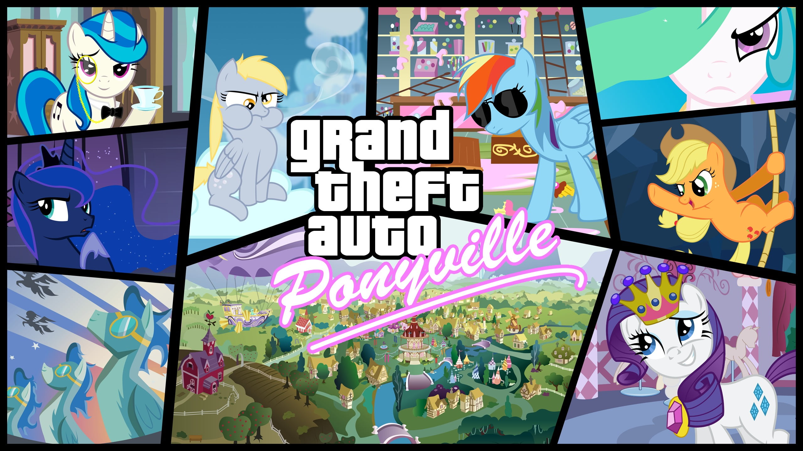 Grand Theft Auto Ponyville wallpaper, GTA, My little pony, MLP