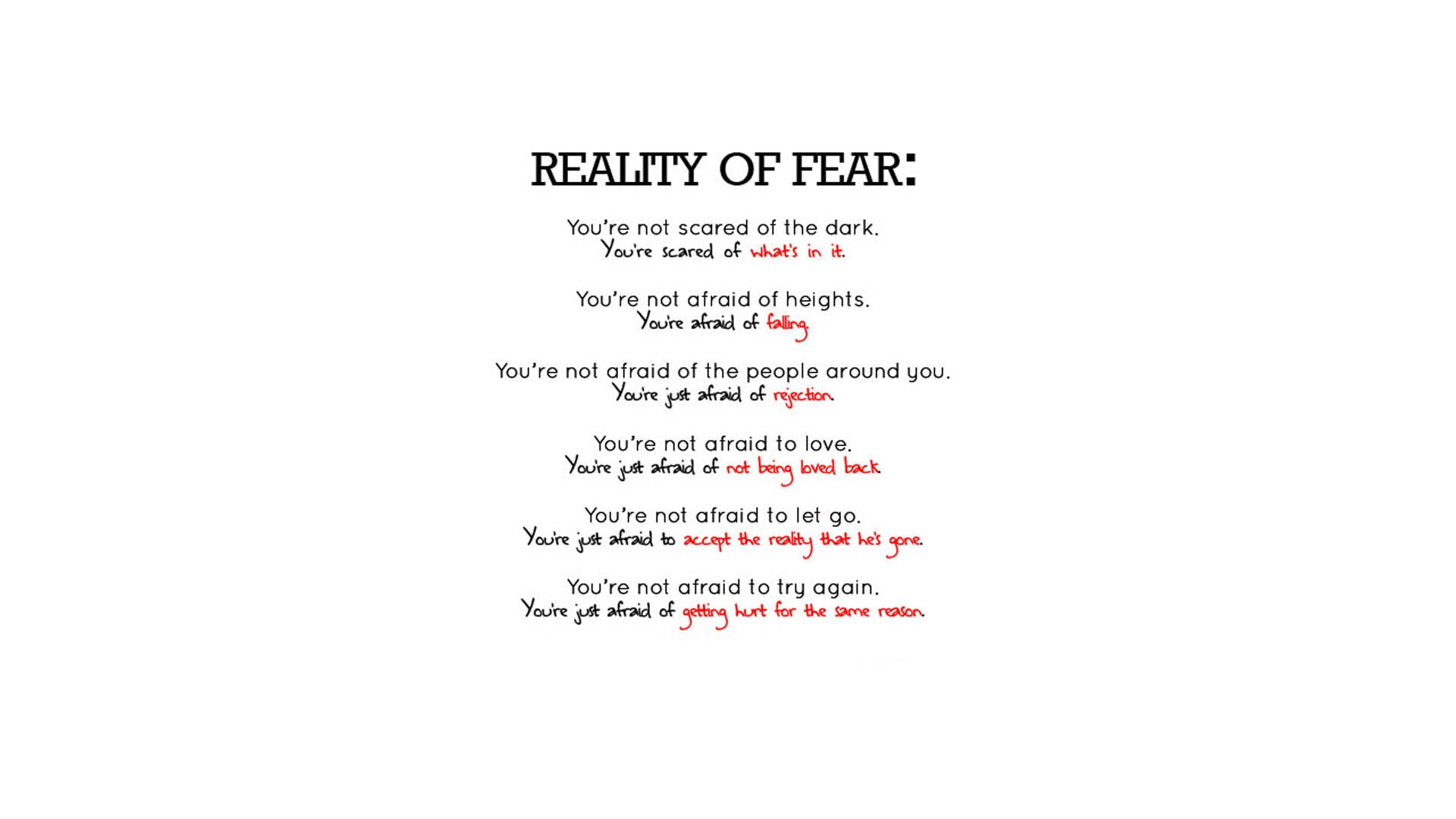 reality of fear text, typography, simple background, white background
